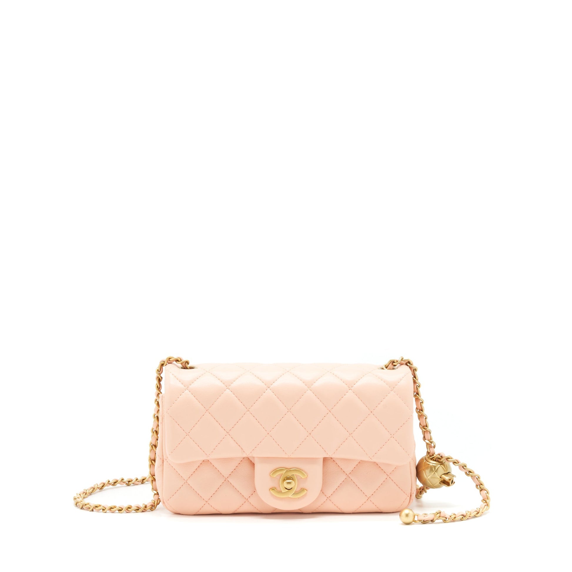 Chanel 22C Pearl Crush Rectangular Flap Lambskin Orange Shoulder Bag