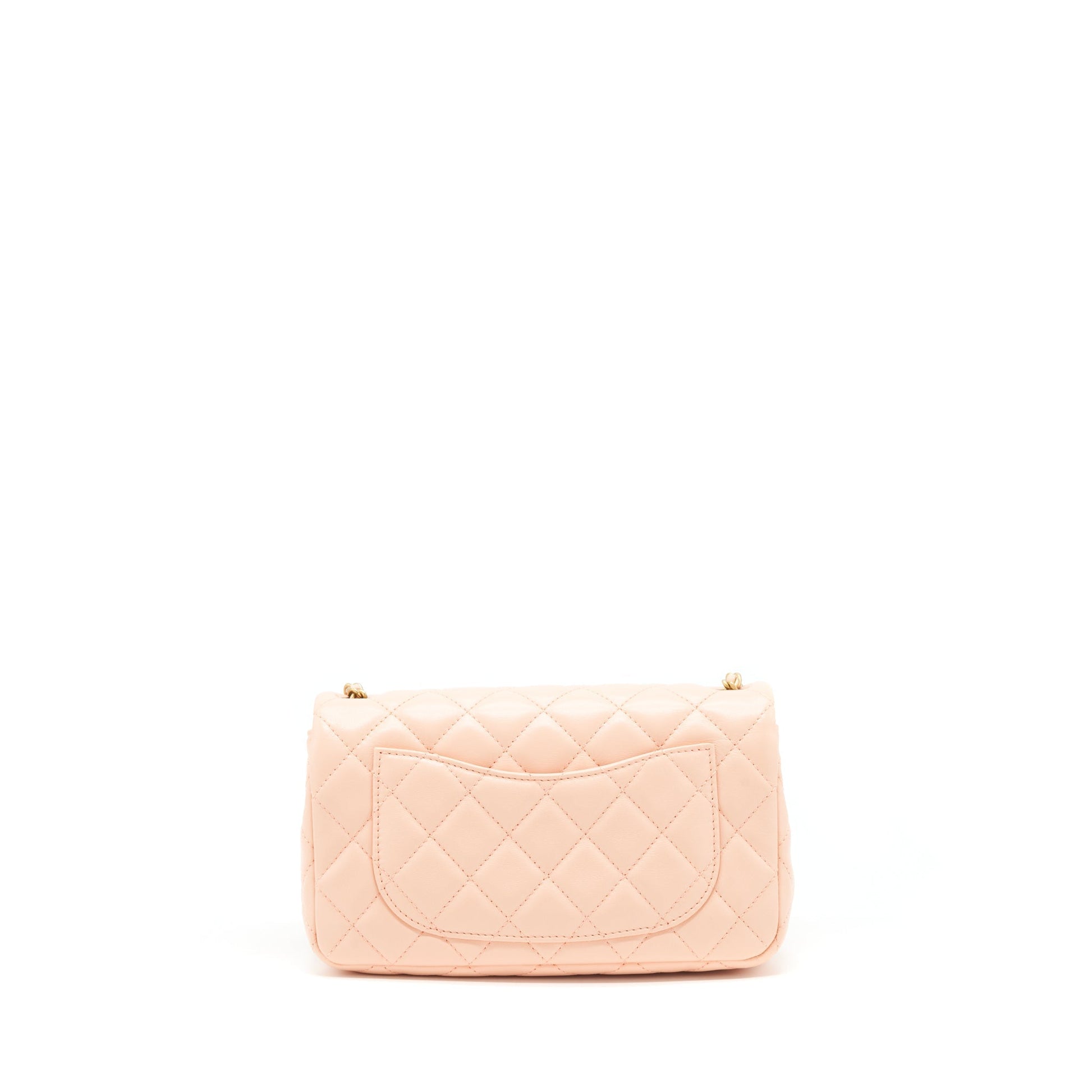 Chanel 22C Pearl Crush Rectangular Flap Lambskin Orange Shoulder Bag