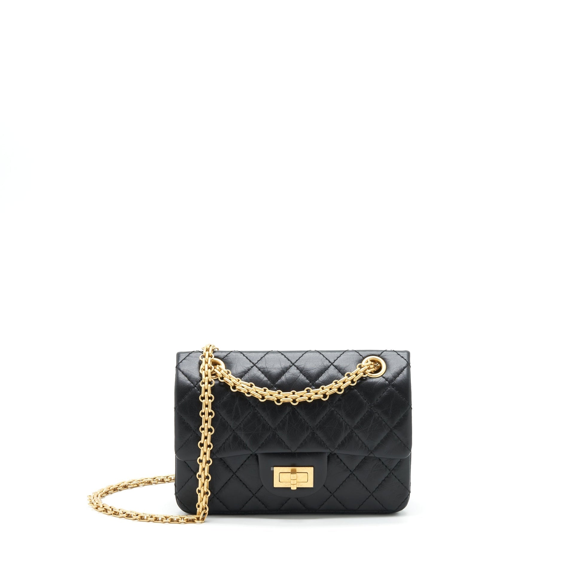 Chanel 2.55 Reissue Flap Aged Calfskin Brushed Black Shoulder Bag