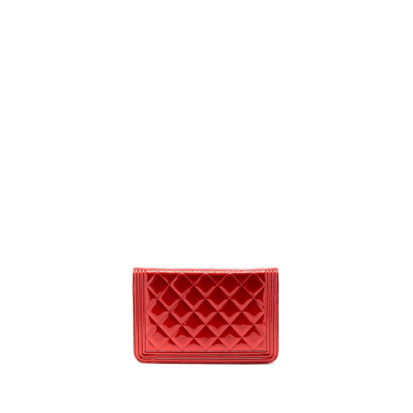 Chanel Boy On Patent Red Wallet Case