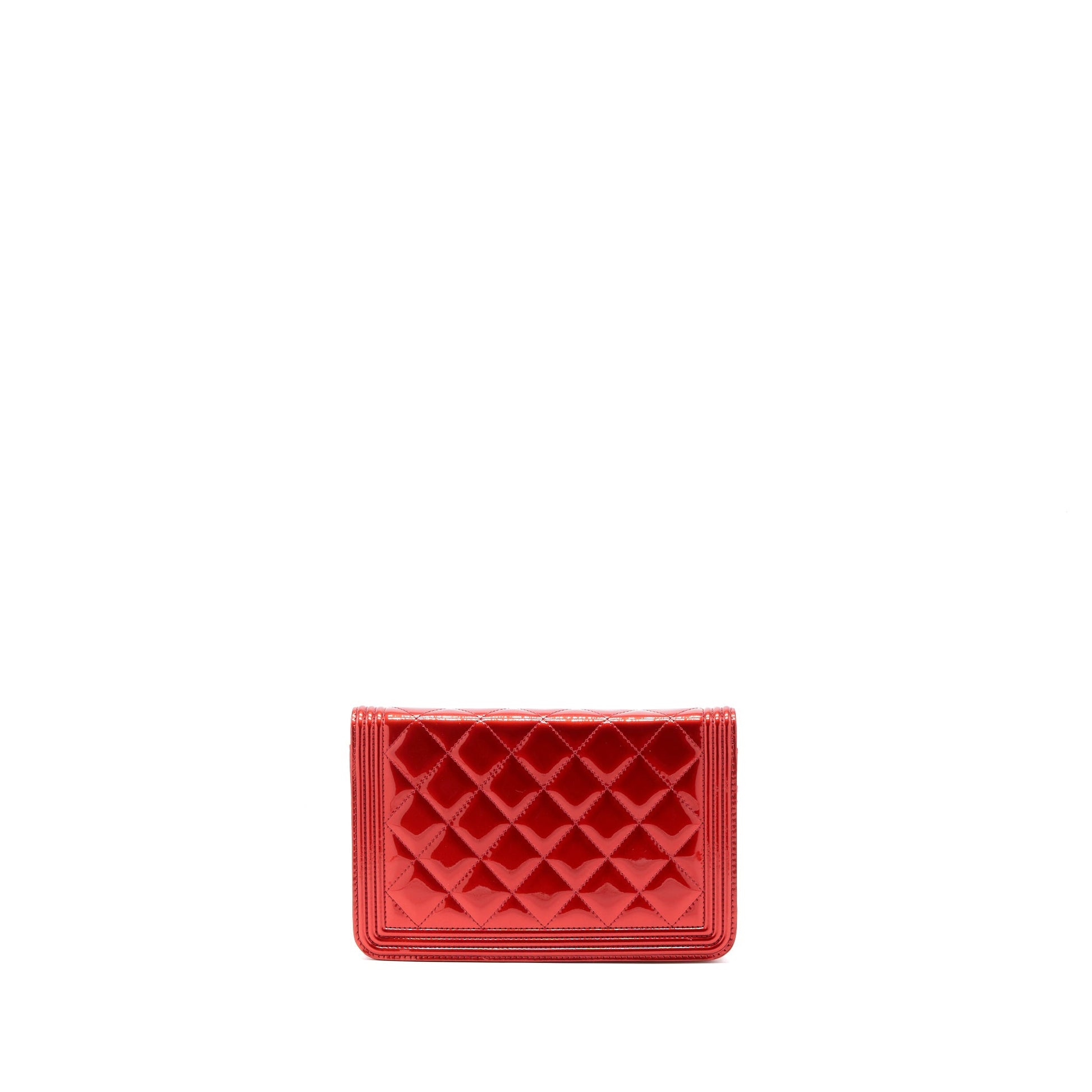 Chanel Boy On Patent Red Wallet Case