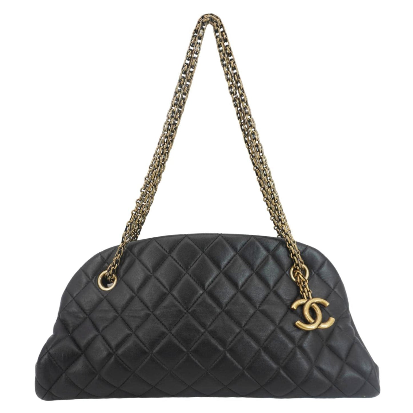 Chanel Just Mademoiselle Bowling Quilted Leather Black Travel Bag