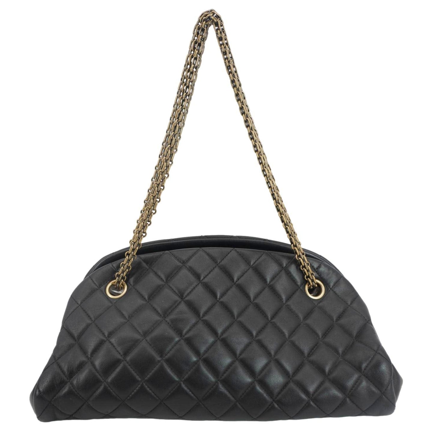 Chanel Just Mademoiselle Bowling Small Quilted Leather Shoulder Bag Black