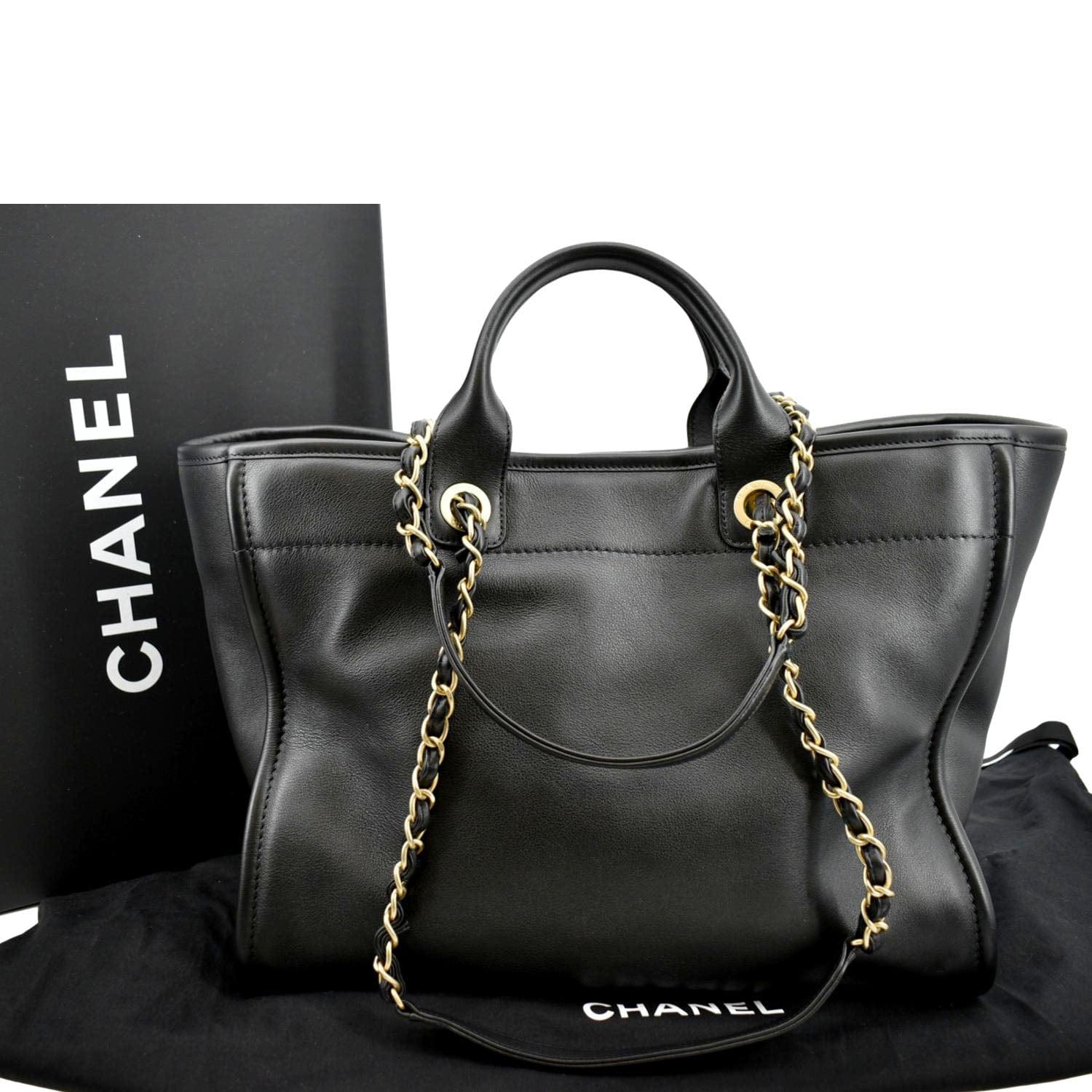 Chanel Deauville Leather Calfskin Black Multicolor Travel Bag