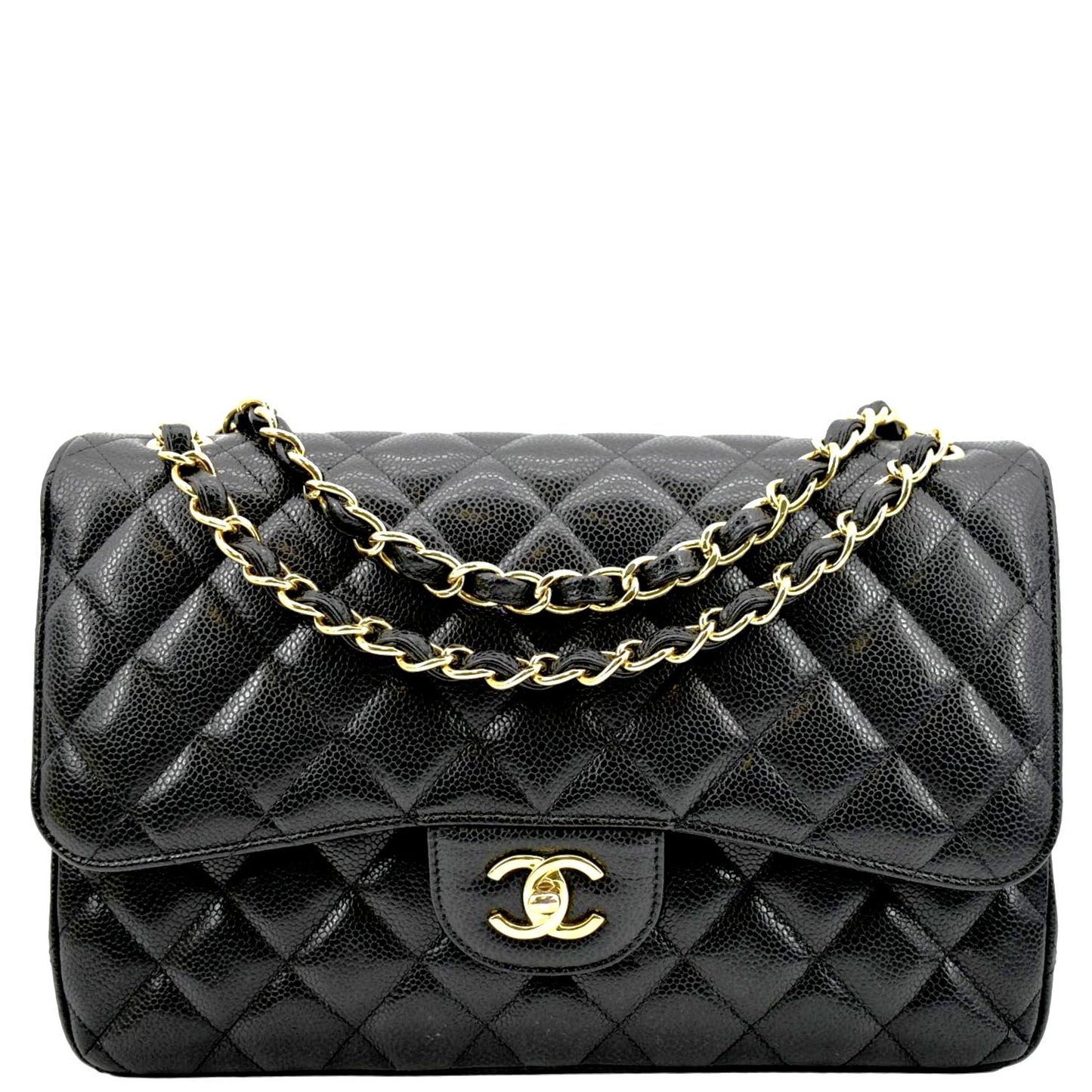 Chanel Classic Jumbo Double Flap Quilted Leather Black Travel Bag