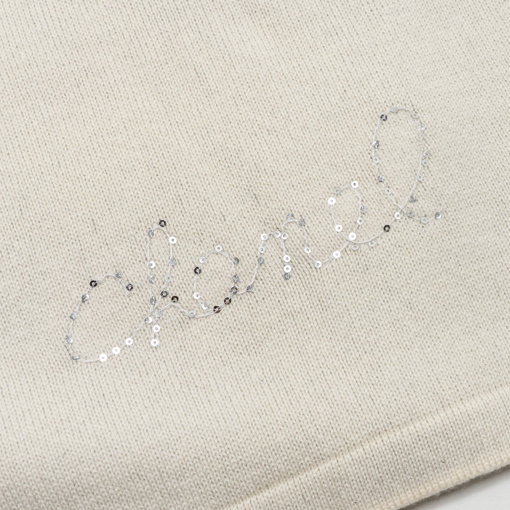 Chanel Letter Muffler Scarf Cashmere Polyamide White Silver