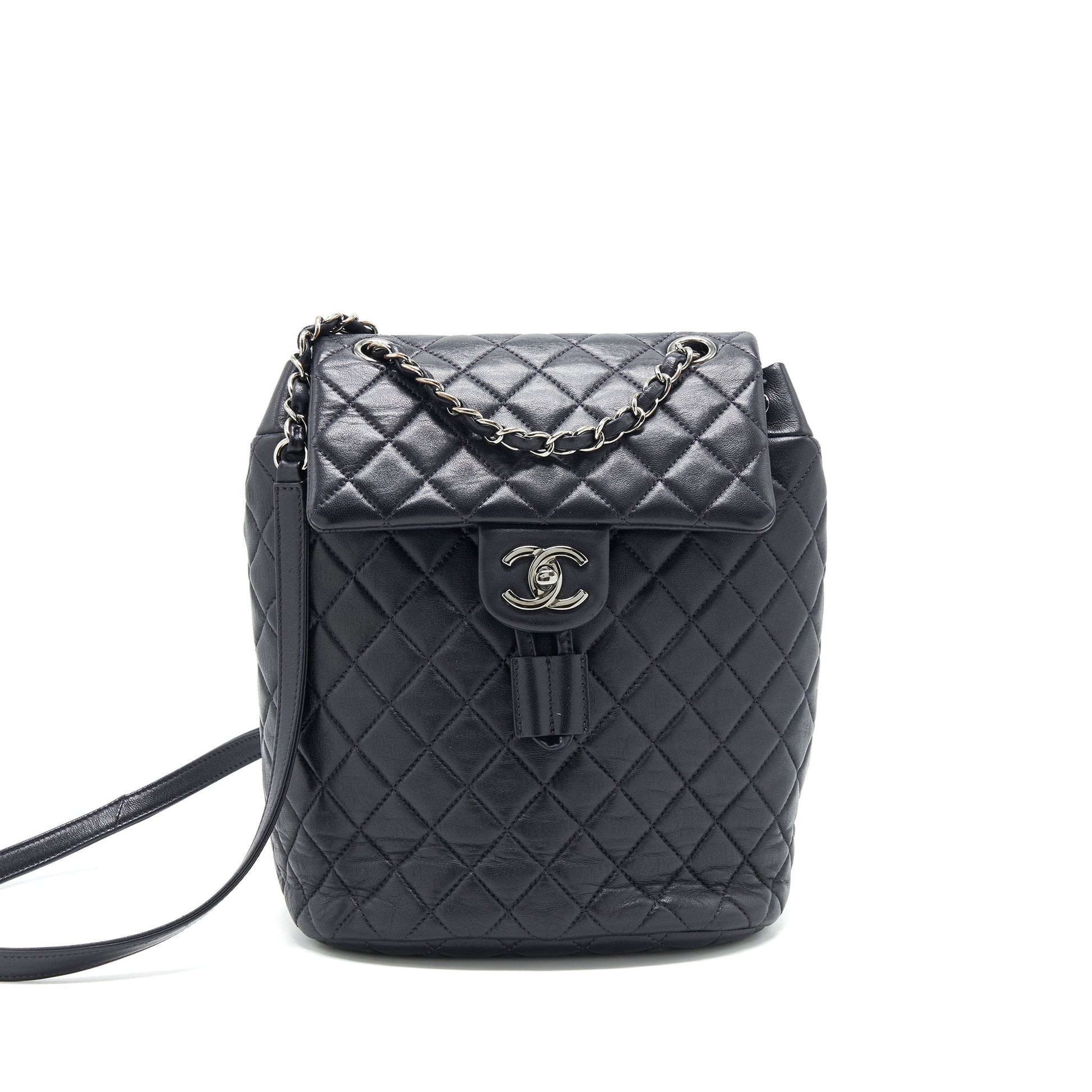 Chanel Quilted Urban Spirit Backpack Lambskin SHW Black