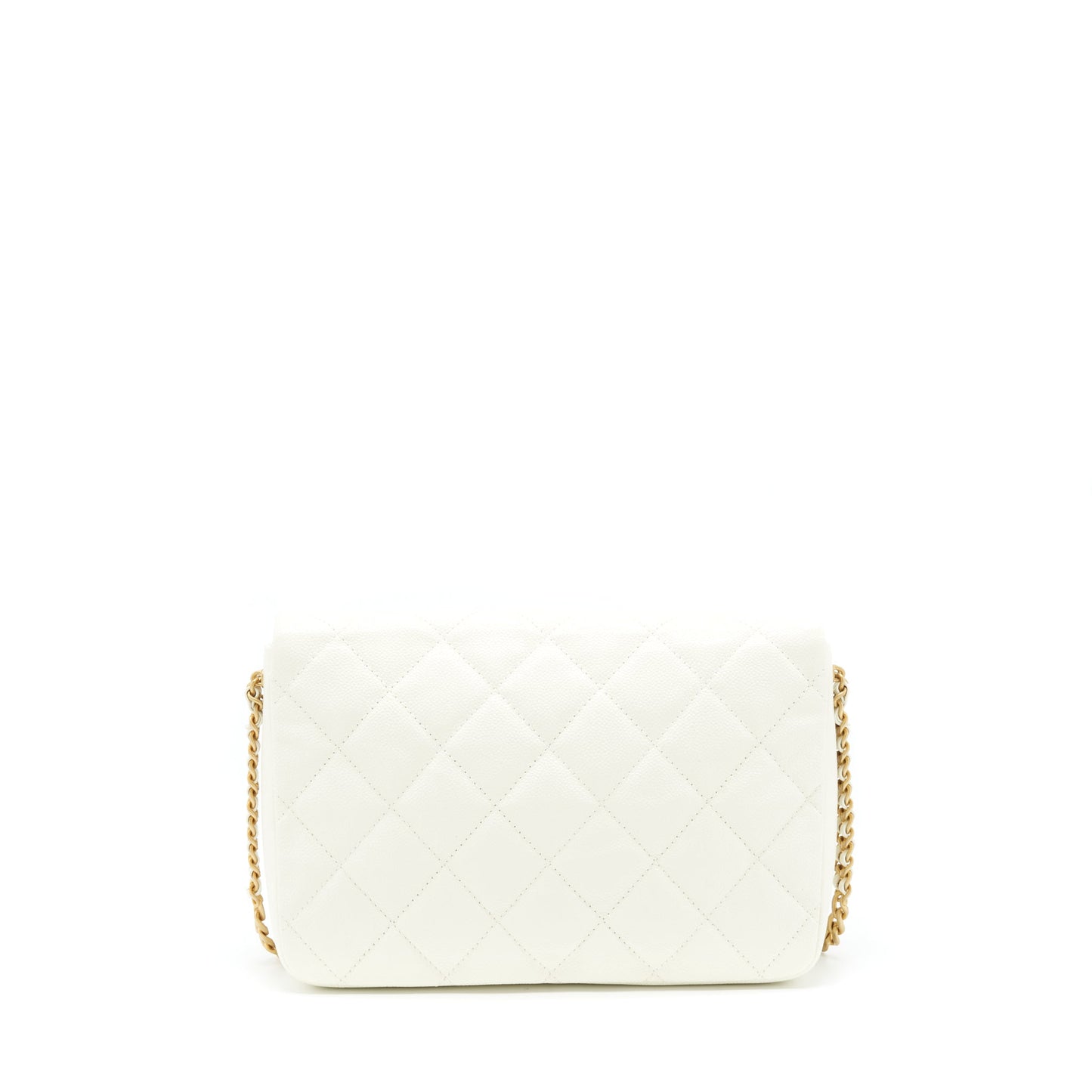 Chanel 22S Melody Flap Caviar GHW Microchip White Shoulder Bag