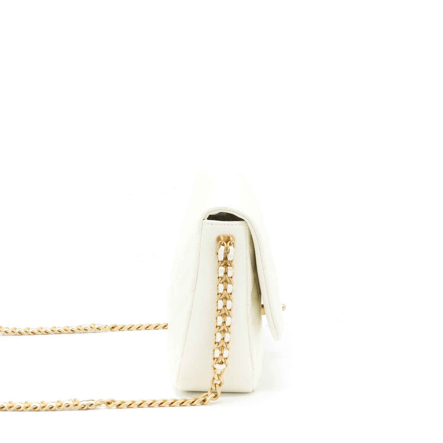 Chanel 22S Melody Flap Caviar GHW Microchip White Shoulder Bag