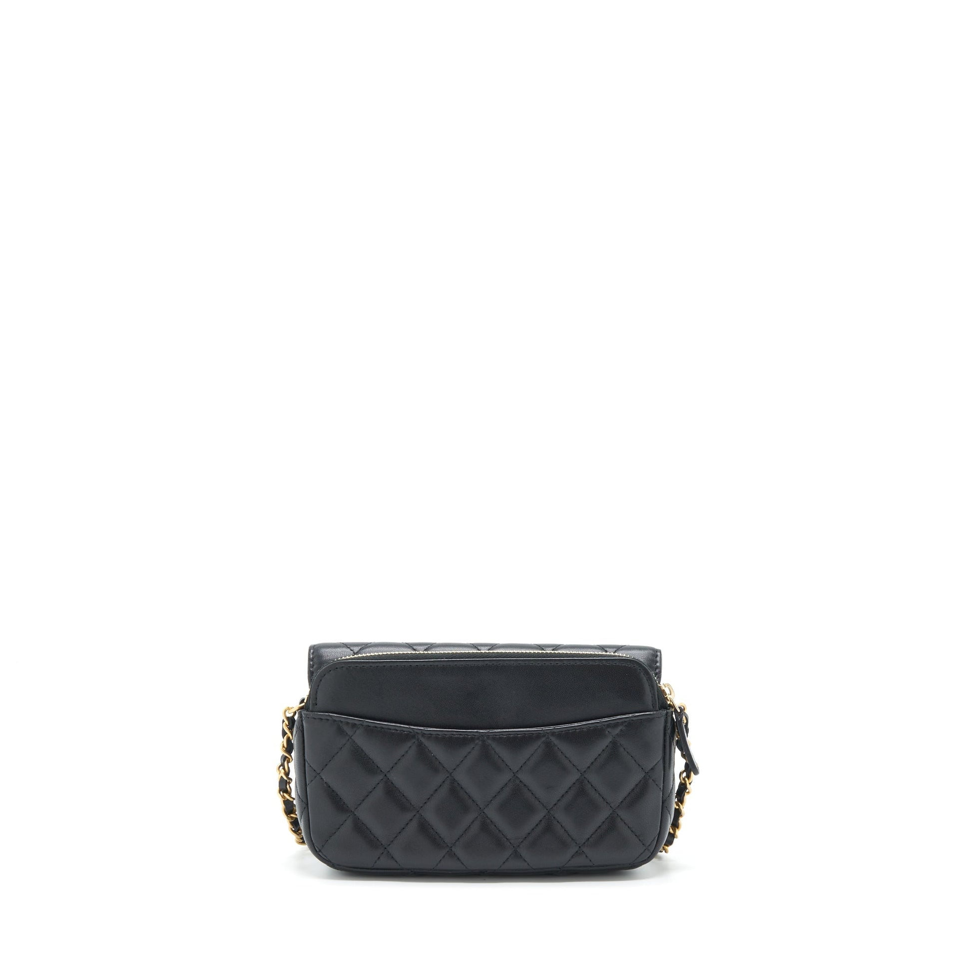 Chanel Limited Charm Double Layer Lambskin GHW Black Key Chain