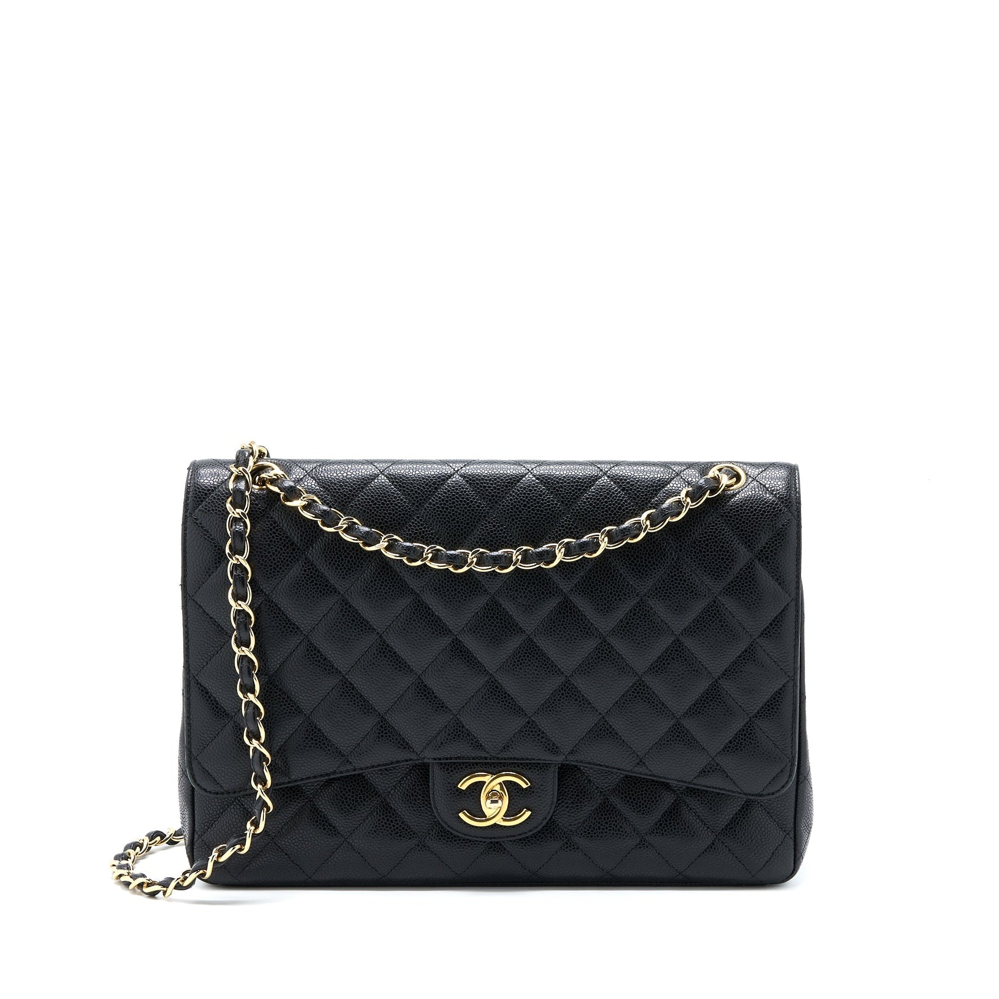 Chanel Maxi Classic Double Flap Caviar GHW Black Shoulder Bag