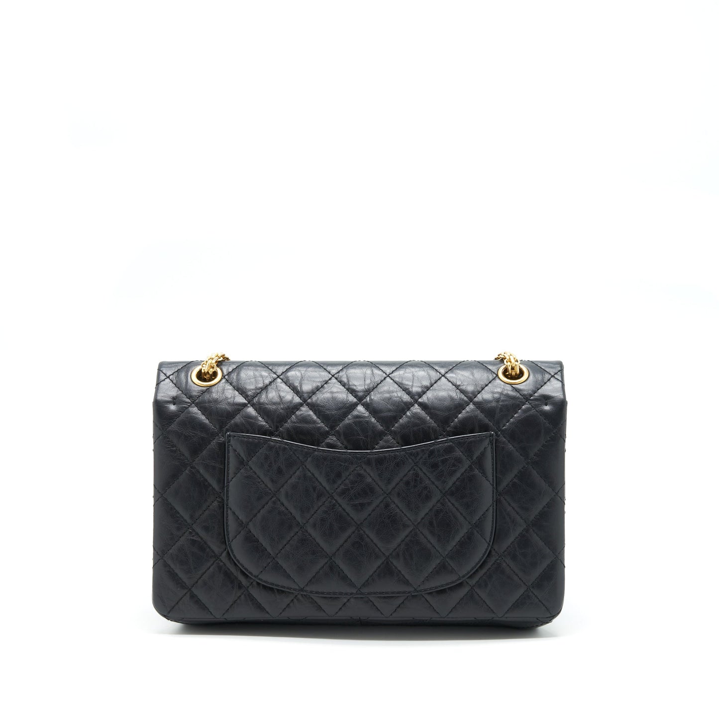 Chanel 2.55 226 Reissue Double Flap Calfskin Black Gold Shoulder Bag