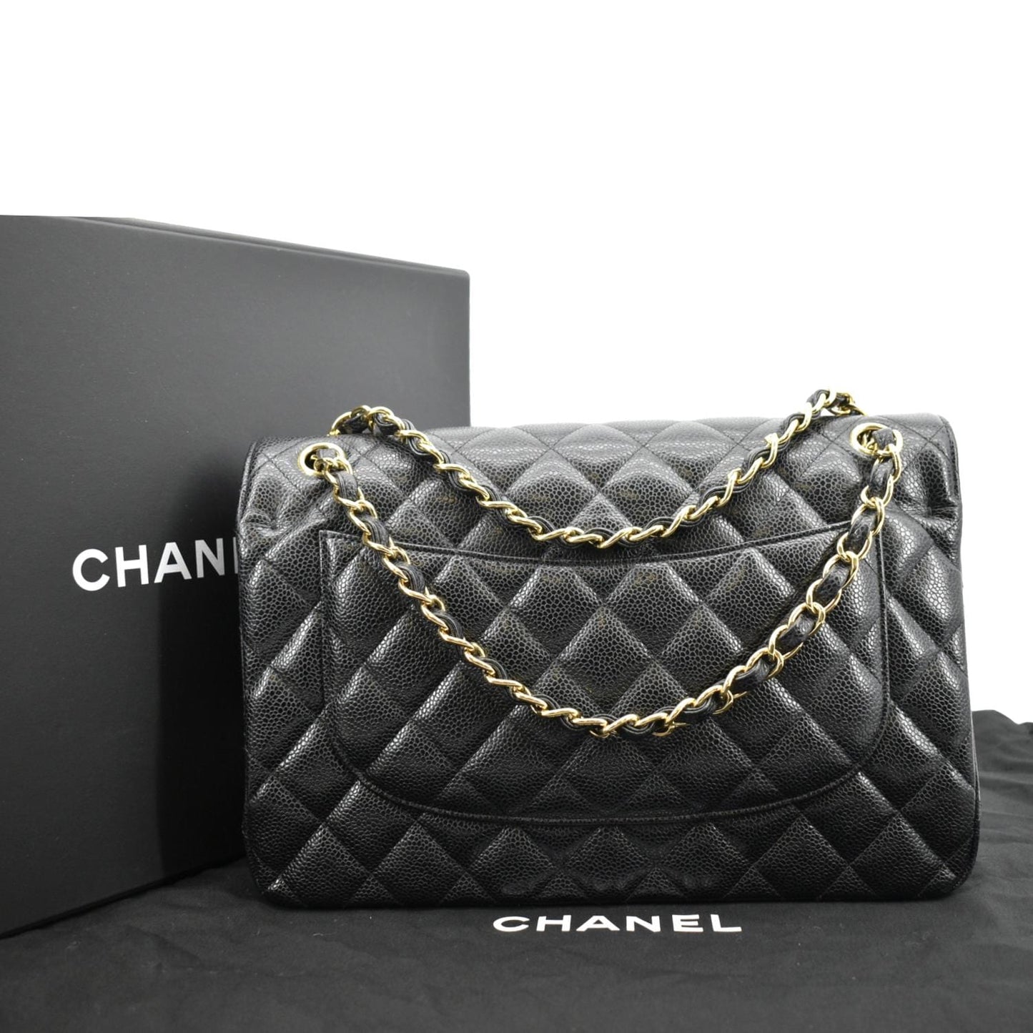 Chanel Classic Jumbo Double Flap Quilted Leather Black Travel Bag