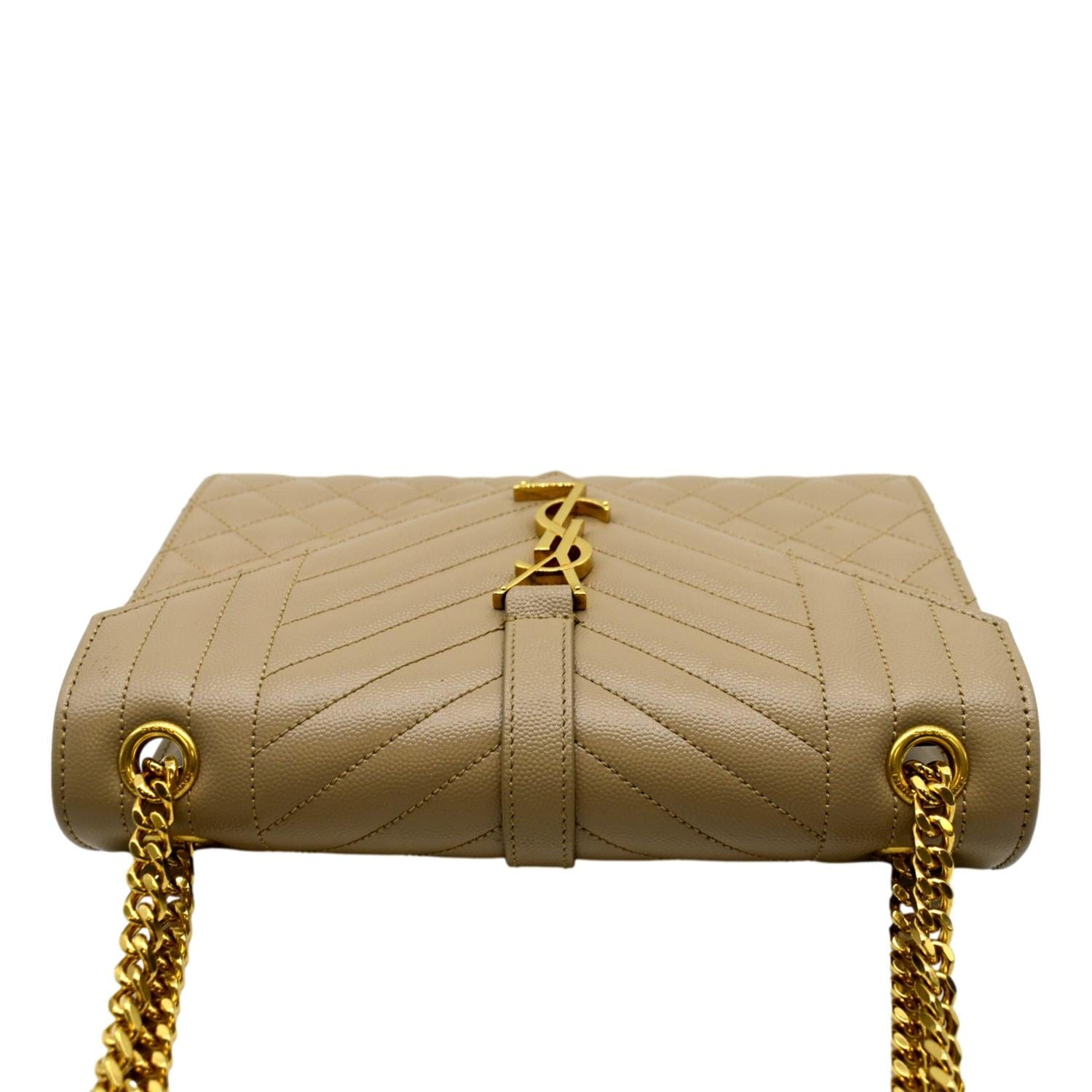 YSL Saint Laurent Yves Envelope Shoulder Bag Leather Matelasse Beige Laurent Envelope Flap