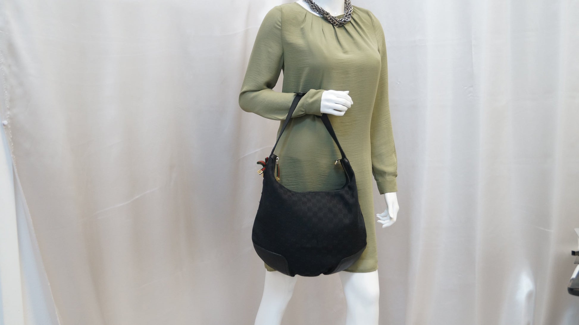 Gucci Princy Hobo Bag Canvas Black Travel Bag