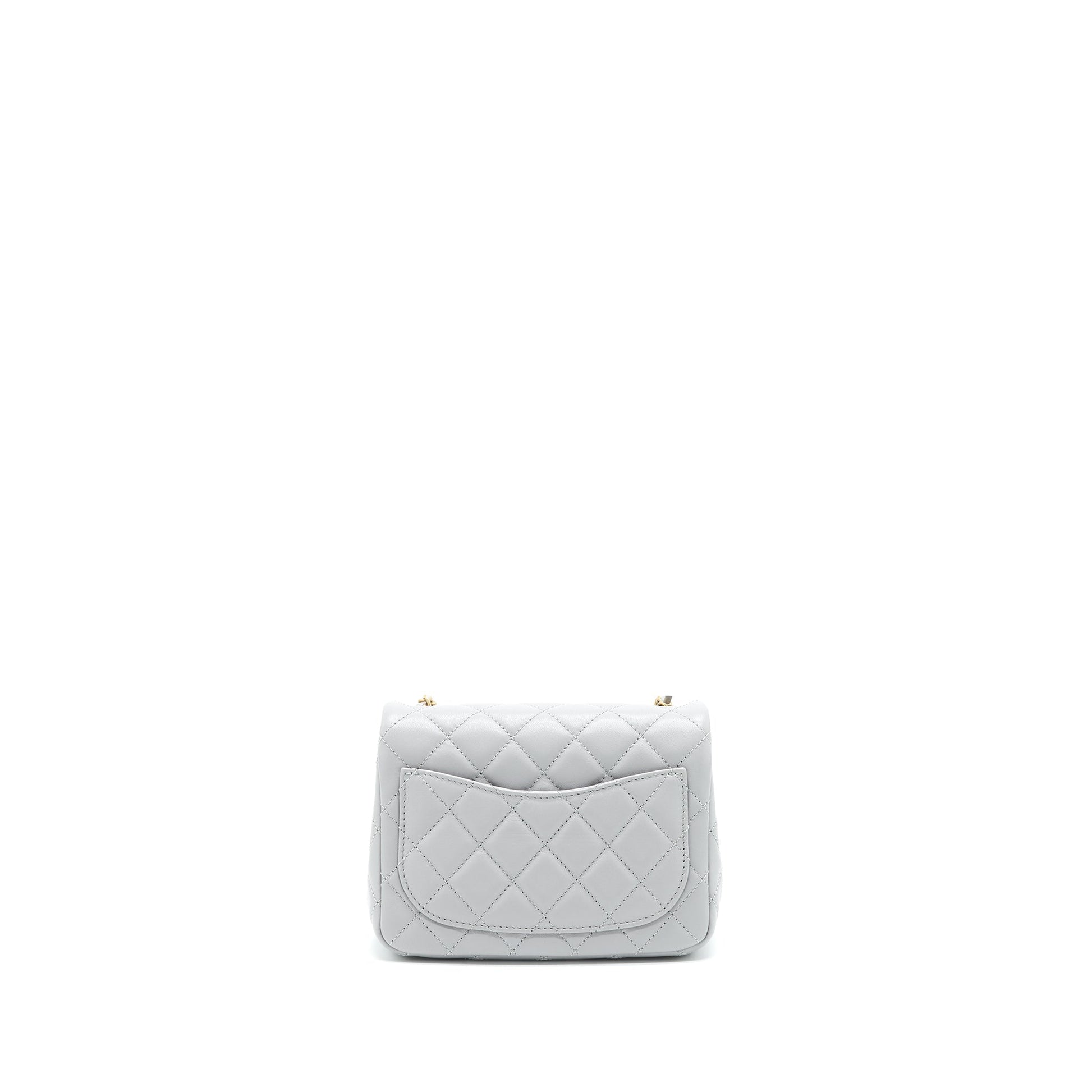 Chanel 21B Pearl Crush square Flap GHW Grey Shoulder Bag