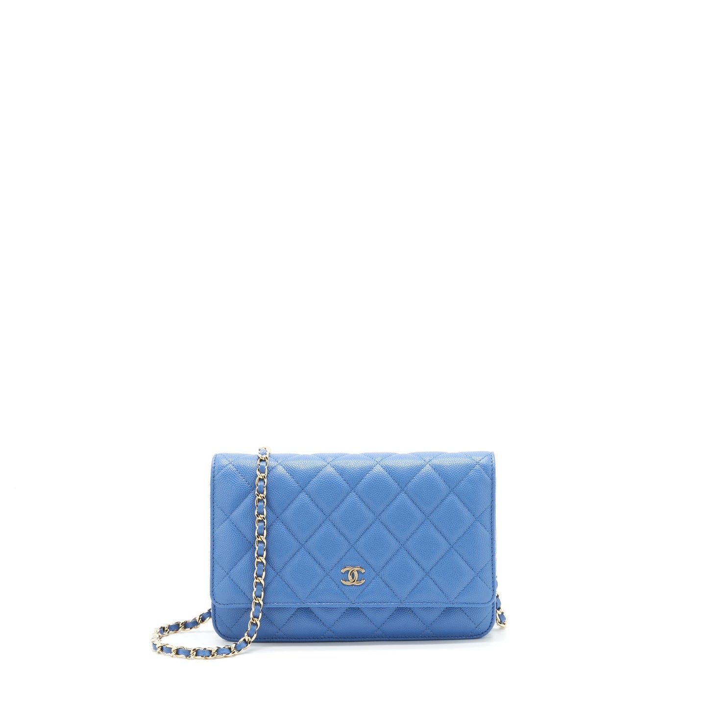Chanel Classic On Caviar Light LGHW Blue Wallet Case