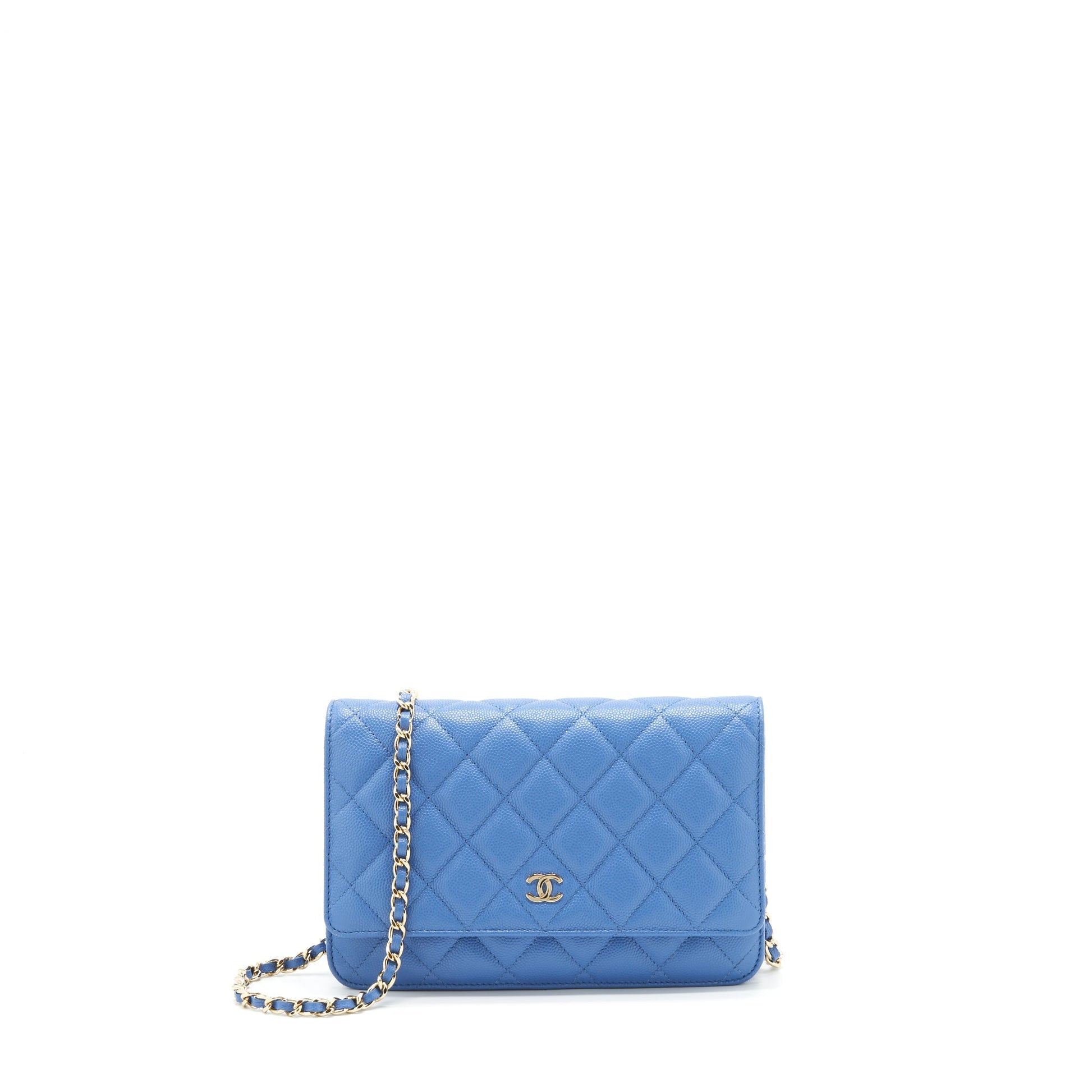 Chanel Classic On Caviar Light LGHW Blue Wallet Case