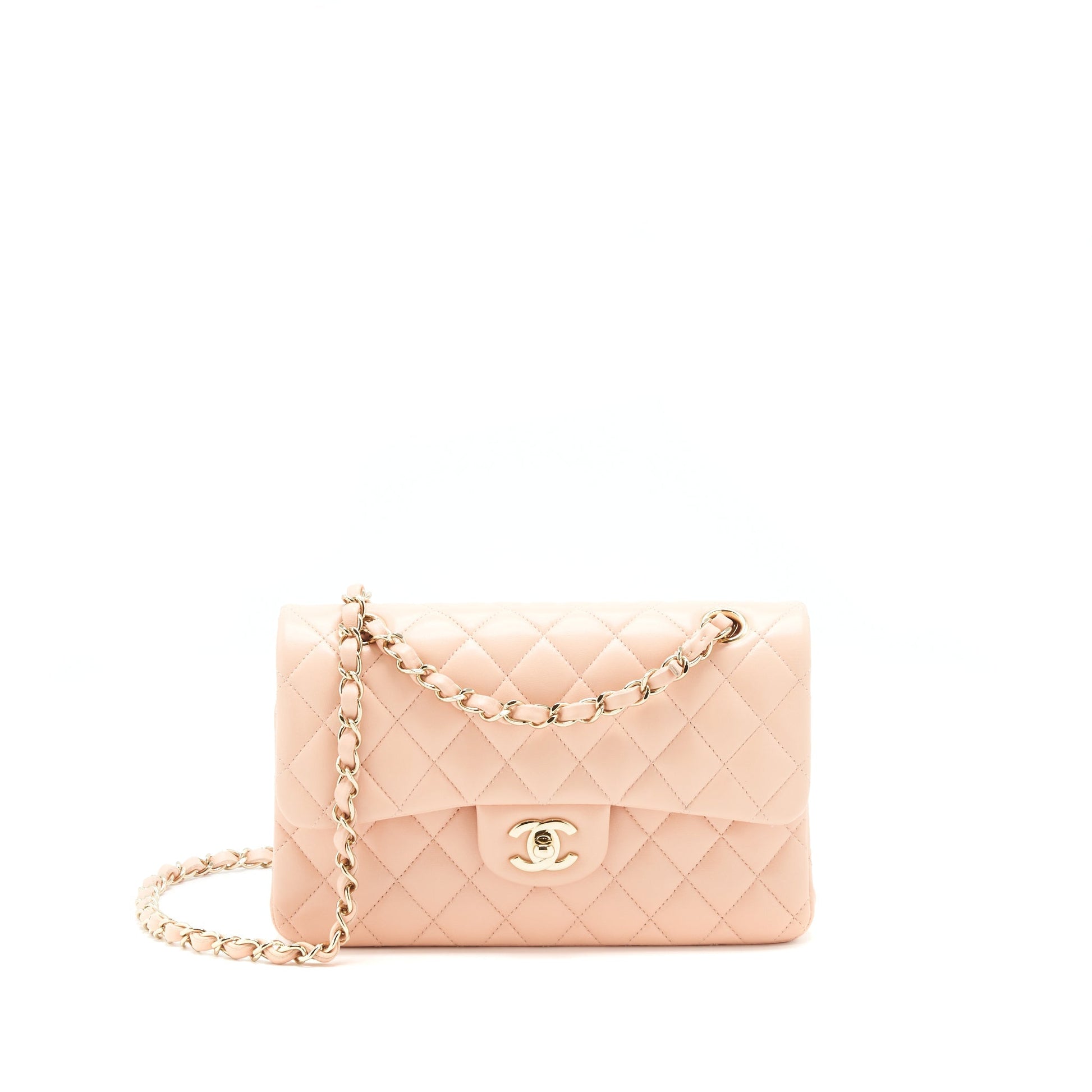 Chanel Classic Double Flap Lambskin LGHW Pink Small Shoulder Bag
