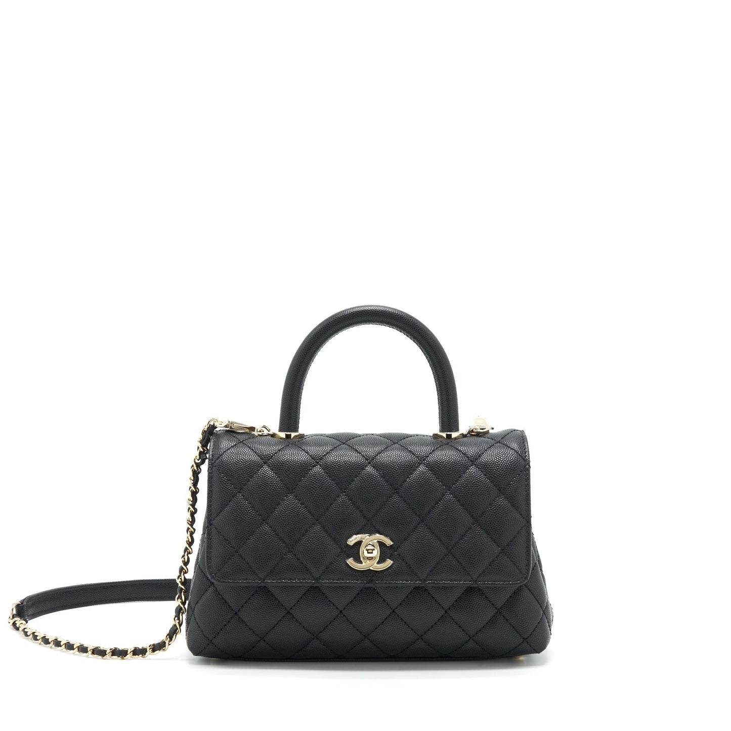 Chanel 22P Coco Handle Caviar LGHW Microchip Black Small Handbag