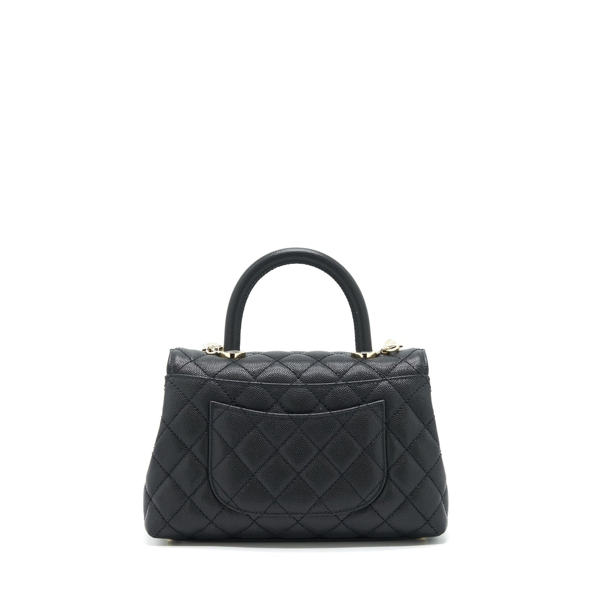 Chanel 22P Coco Handle Caviar LGHW Microchip Black Small Handbag