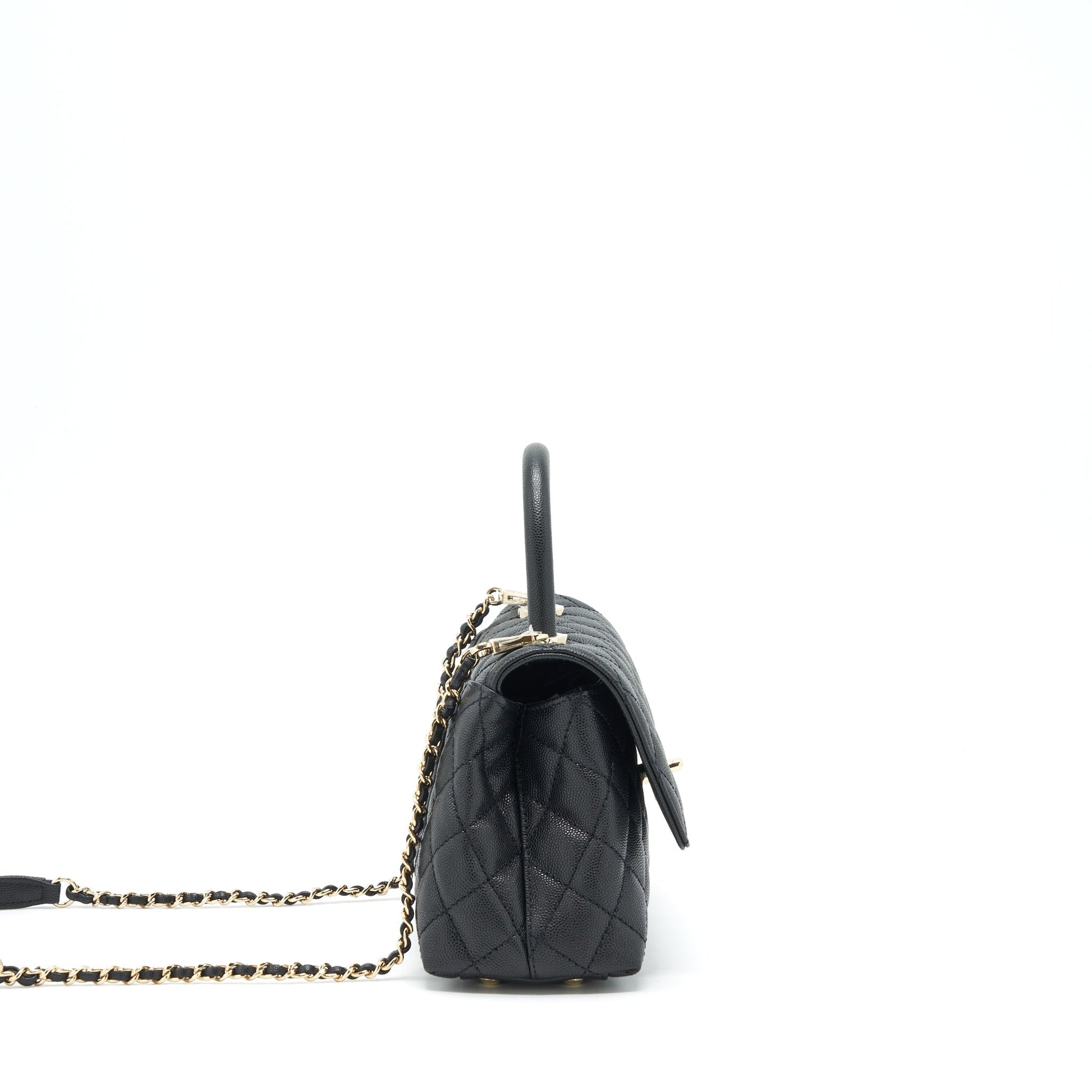 Chanel 22P Coco Handle Caviar LGHW Microchip Black Small Handbag