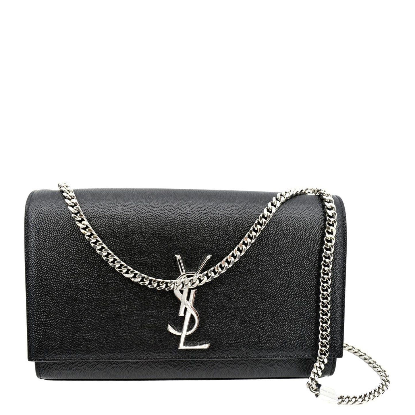 YSL Saint Laurent Yves Kate Grain De Poudre Crossbody Bag Leather Black Medium Laurent Kate Medium