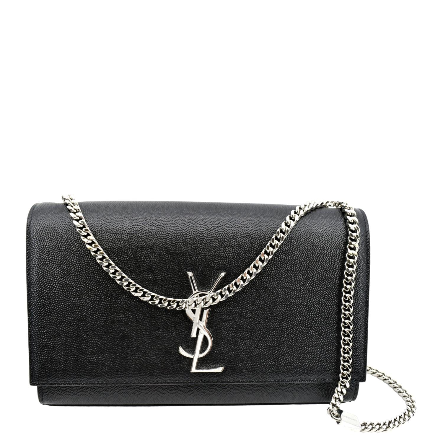 YSL Saint Laurent Yves Kate Grain De Poudre Crossbody Bag Leather Black Medium Laurent Kate Medium