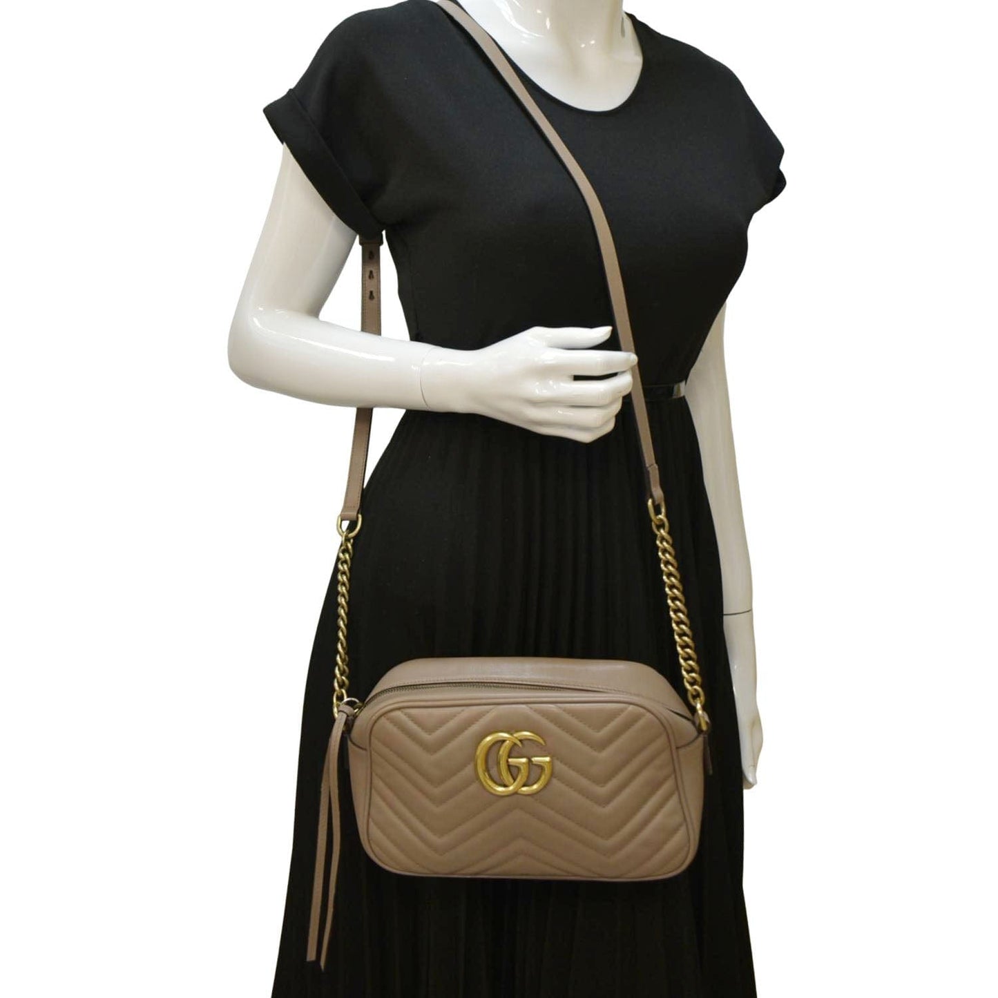 Gucci Marmont Crossbody Bag Dusty Leather Matelasse Small 447633