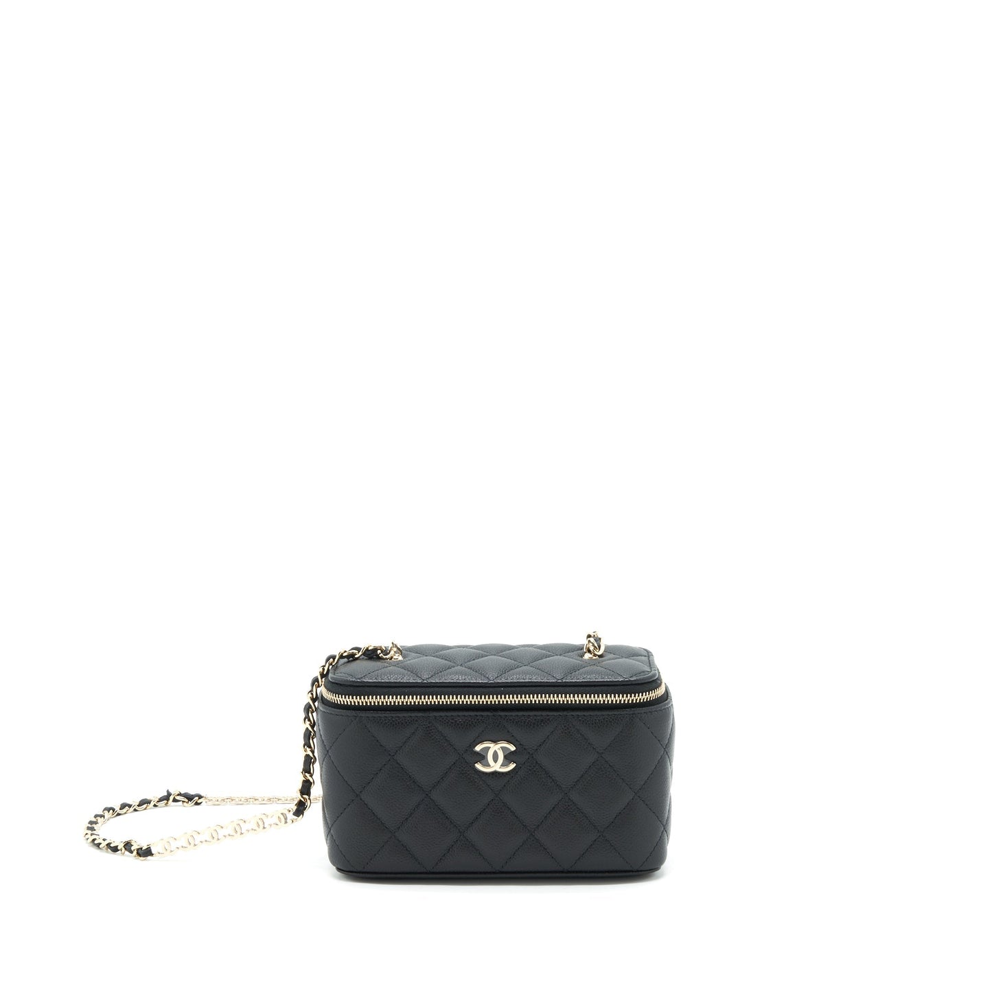 Chanel 22P Long Vanity Logo Caviar LGHW Black Handbag