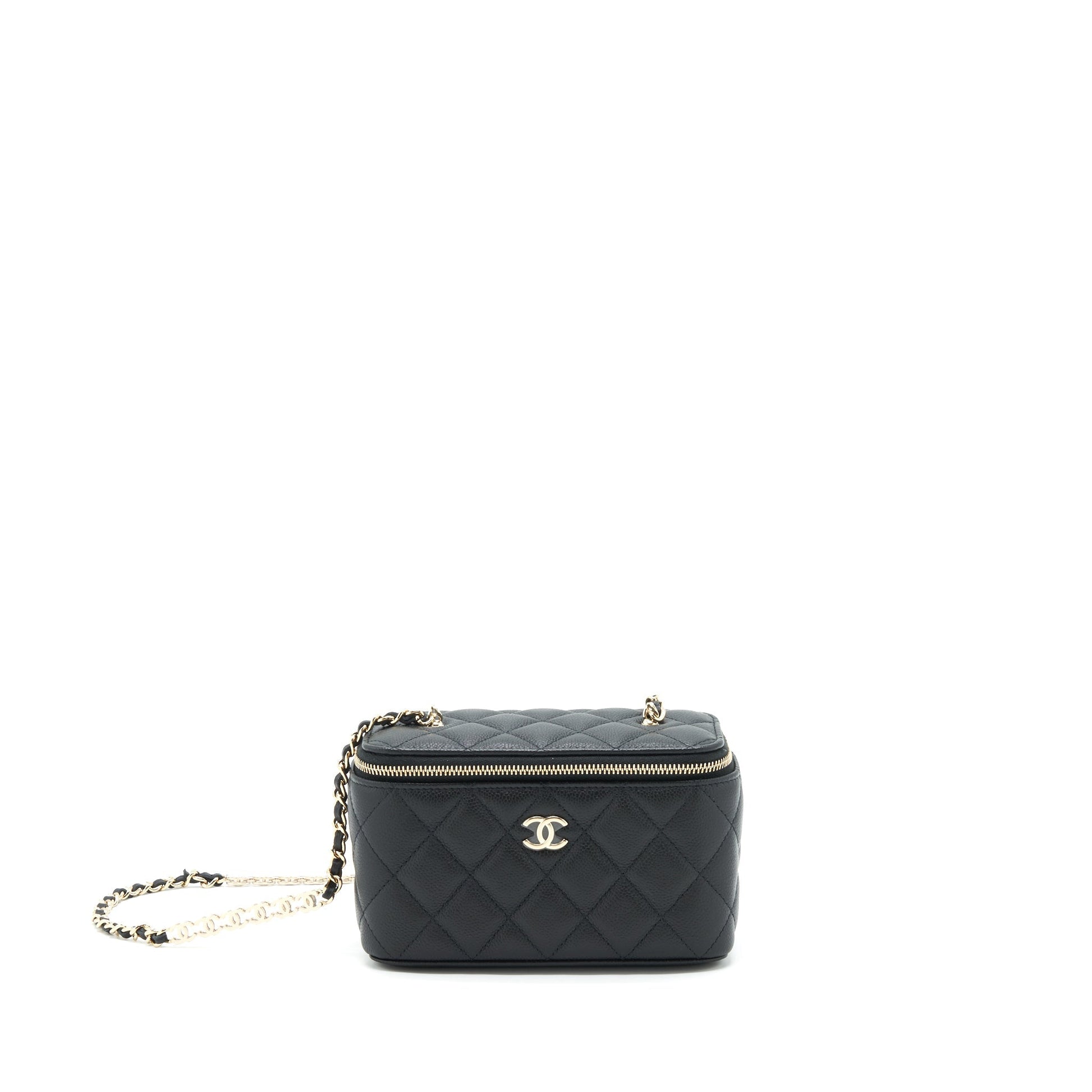 Chanel 22P Long Vanity Logo Caviar LGHW Black Handbag