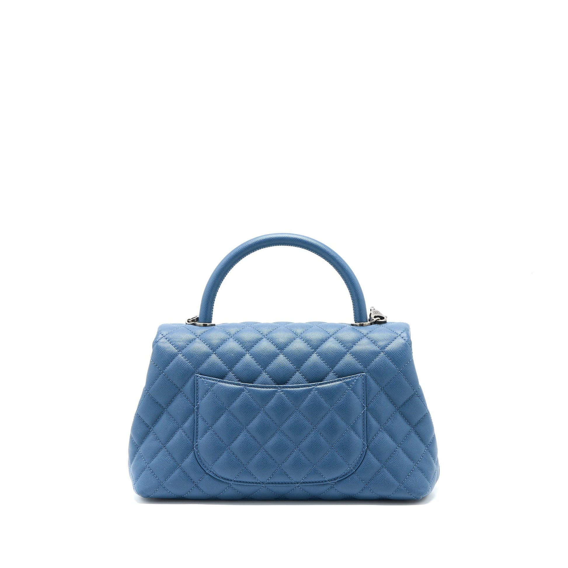 Chanel Coco Handle Caviar Ruthenium SHW Blue Handbag