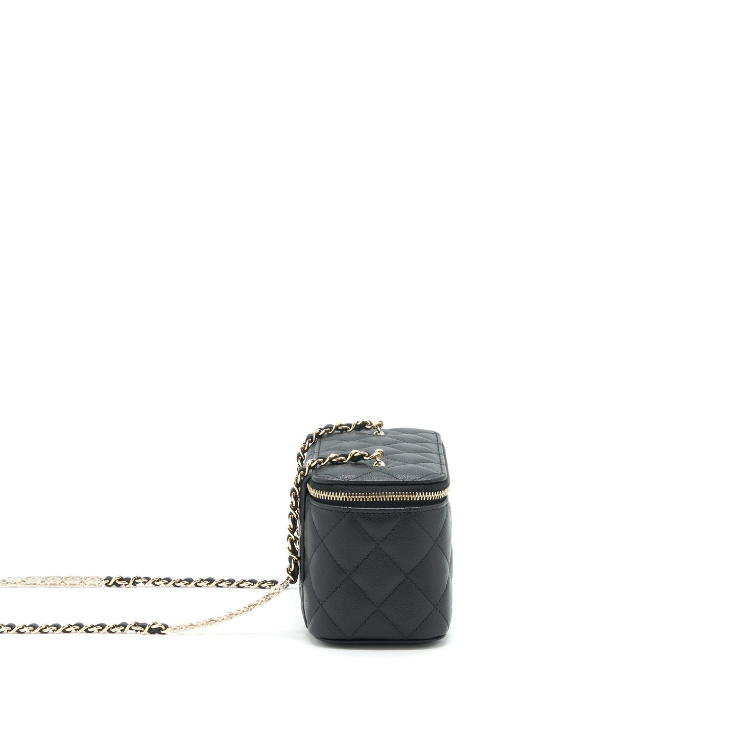 Chanel 22P Long Vanity Logo Caviar LGHW Black Handbag