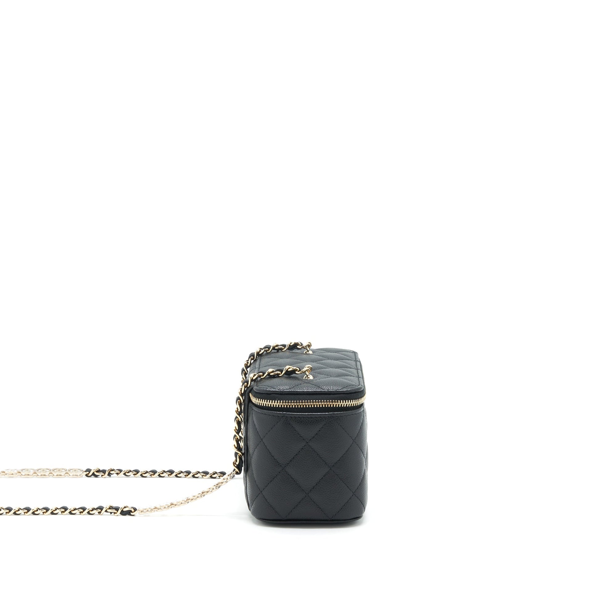 Chanel 22P Long Vanity Logo Caviar LGHW Black Handbag