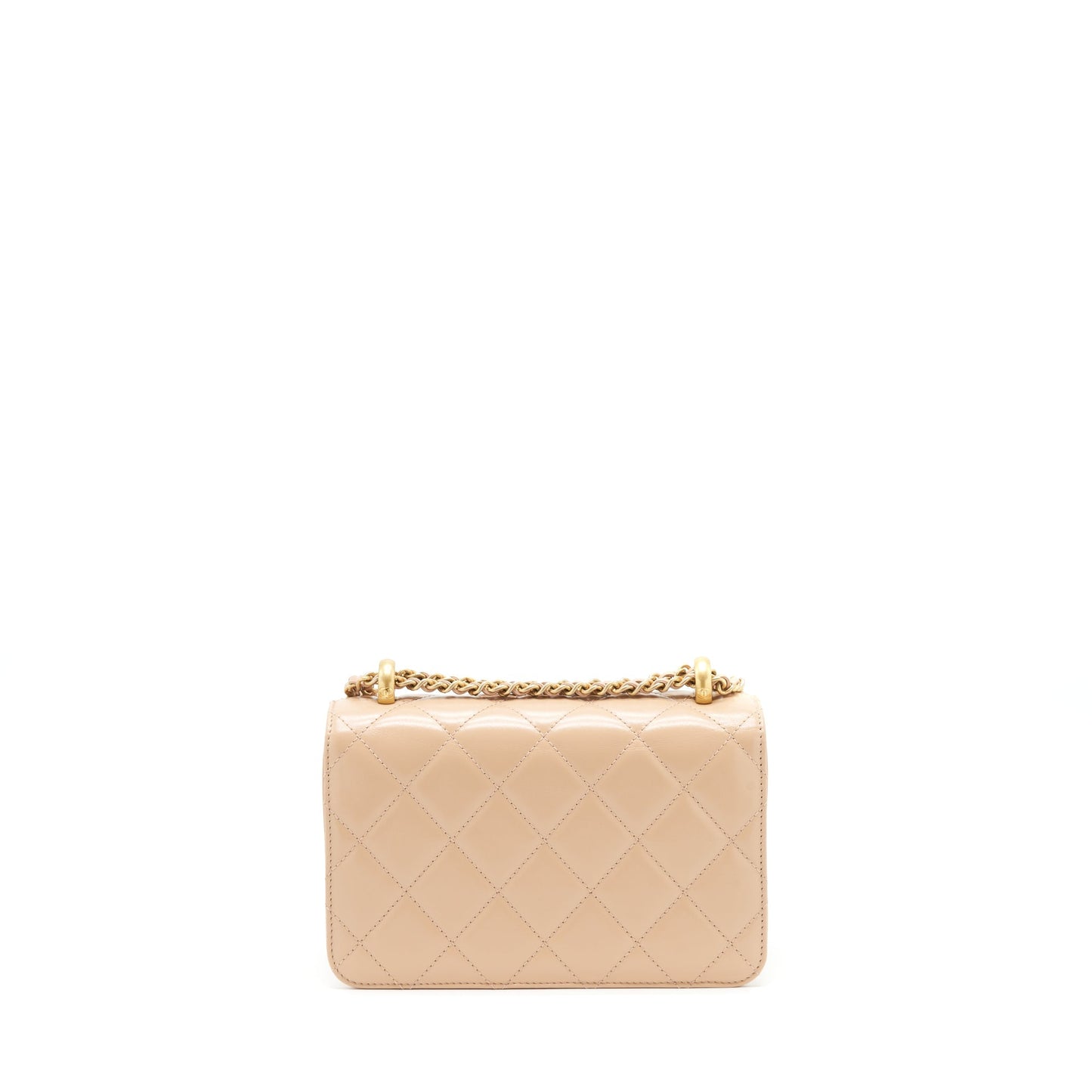 Chanel 21A Crush Flap Calfskin GHW Microchip Gold Beige Small Shoulder Bag