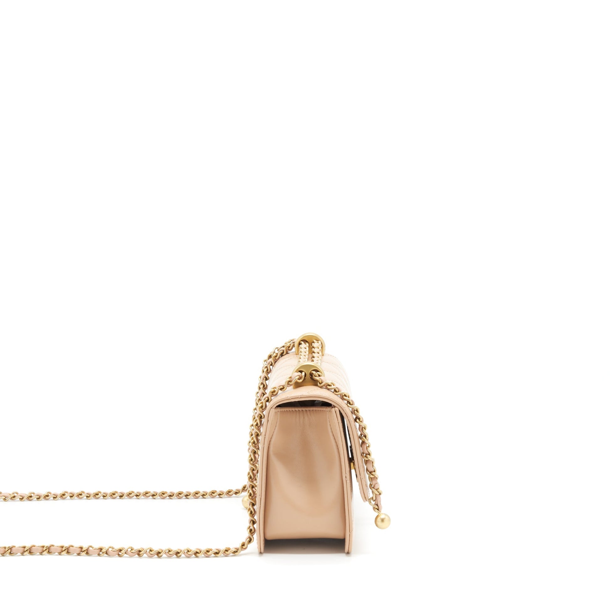Chanel 21A Crush Flap Calfskin GHW Microchip Gold Beige Small Shoulder Bag