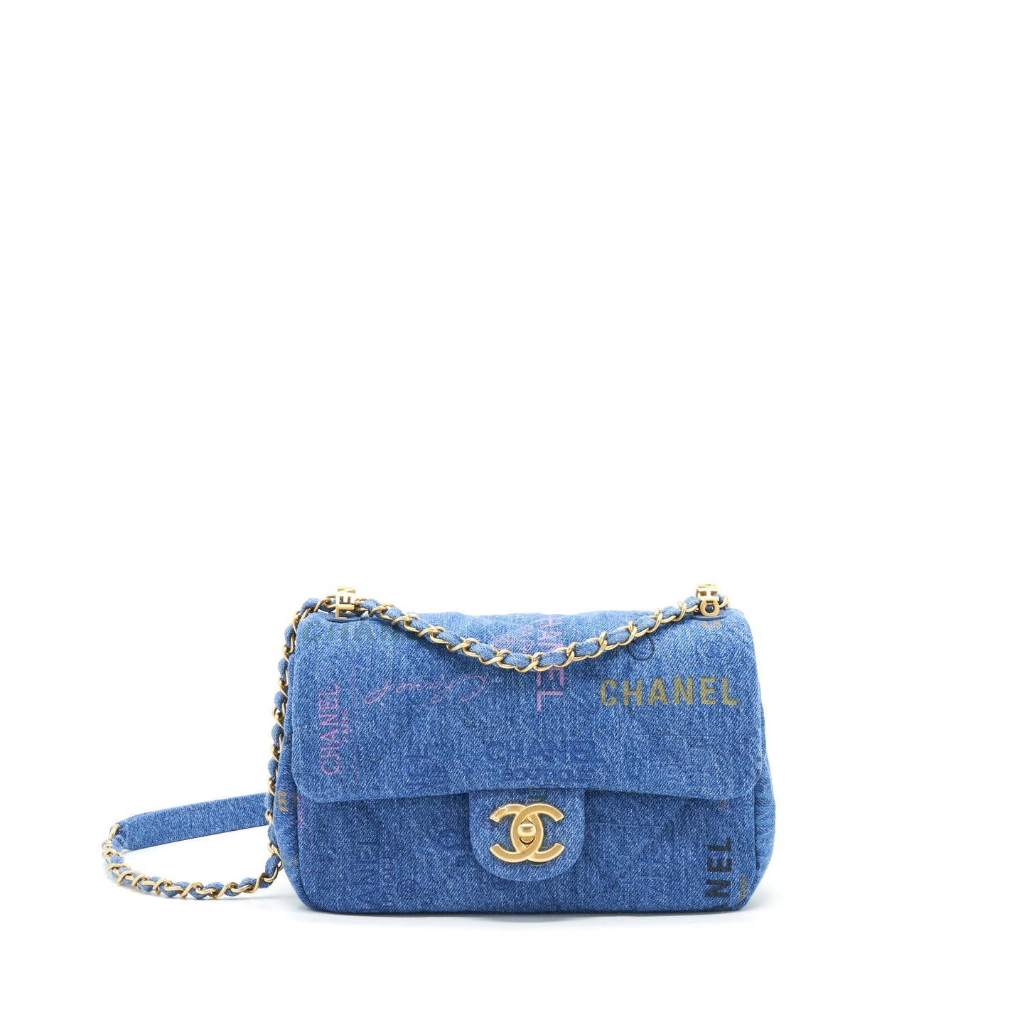 Chanel 22P Flap 23cm Denim GHW Microchip Blue Small Shoulder Bag