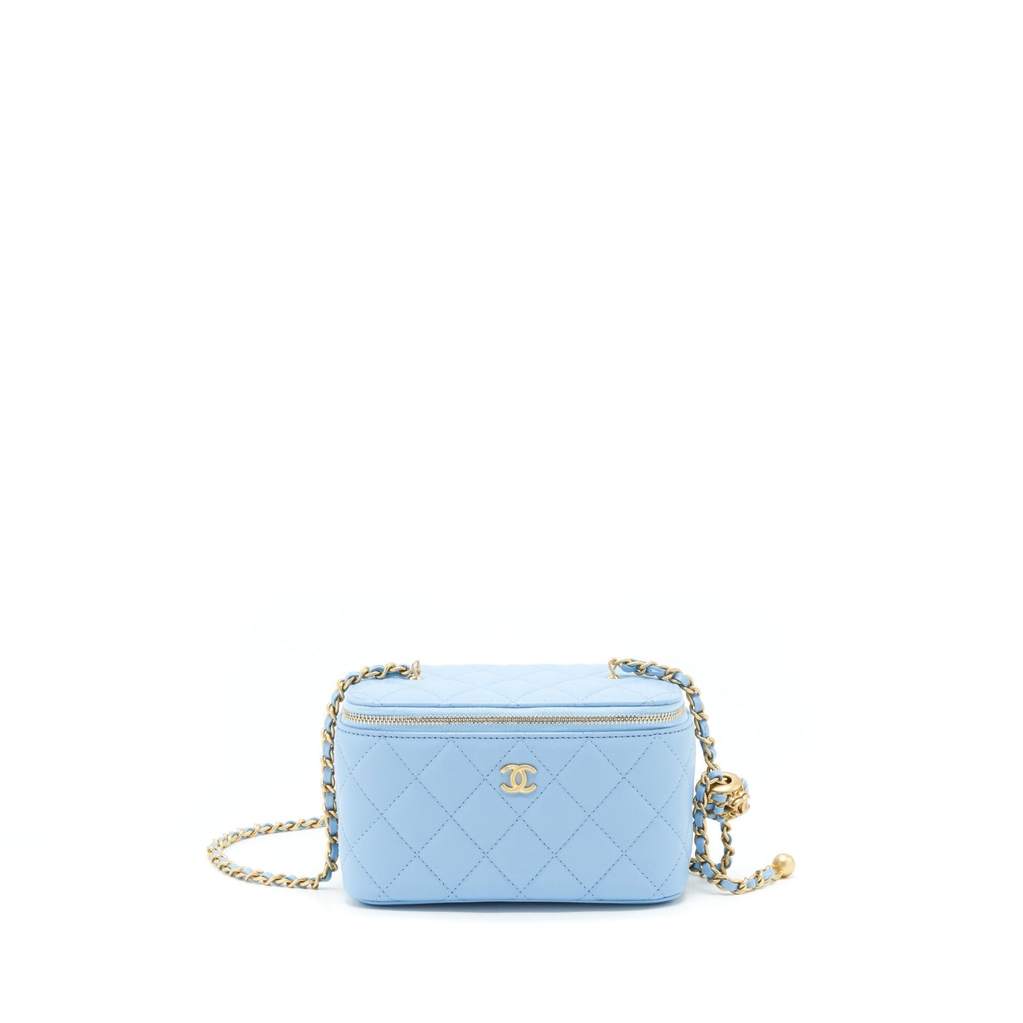 Chanel 22S Pearl Crush Long Vanity Lambskin Blue Handbag