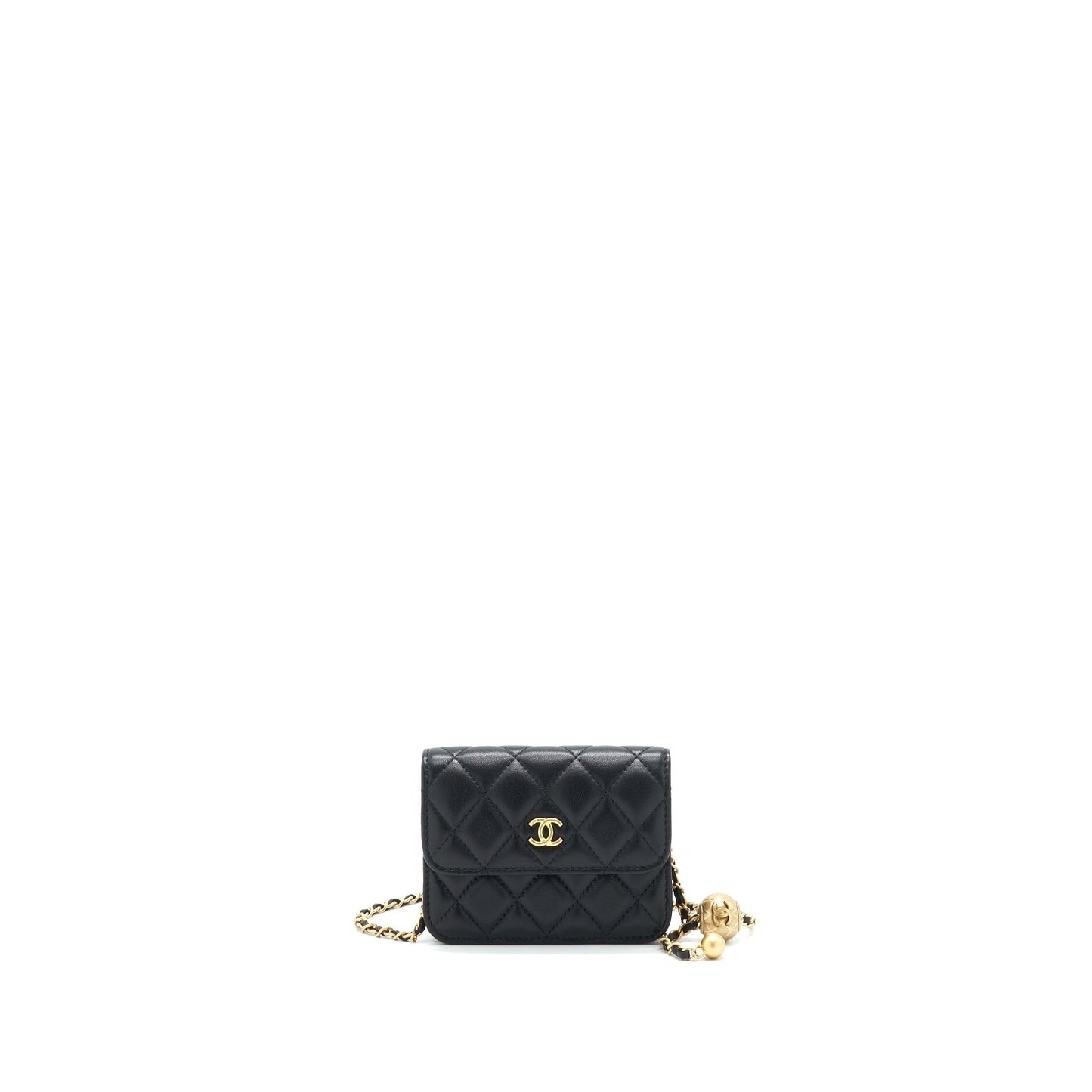 Chanel pearl crush Belt GHW serial 30 Black