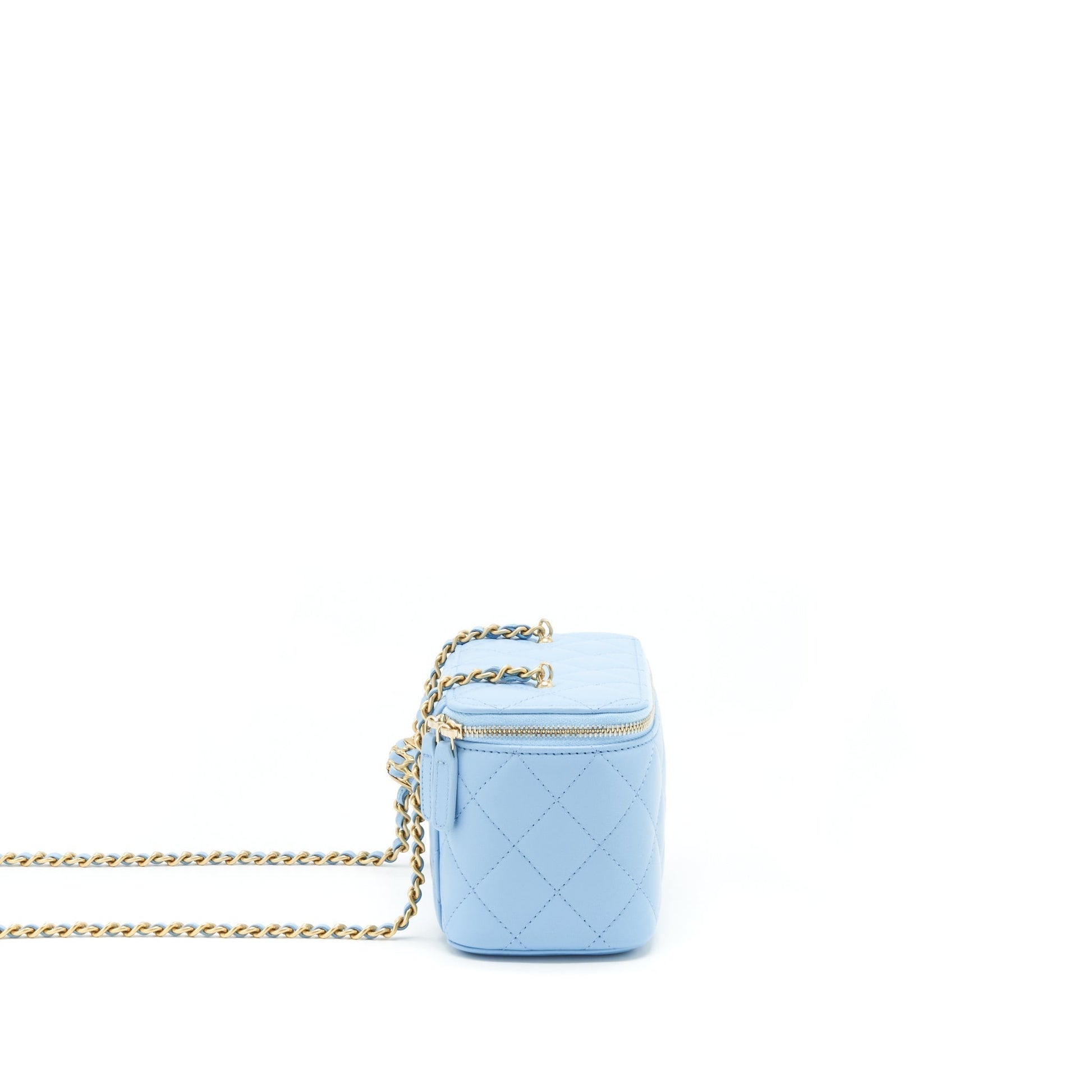 Chanel 22S Pearl Crush Long Vanity Lambskin Blue Handbag