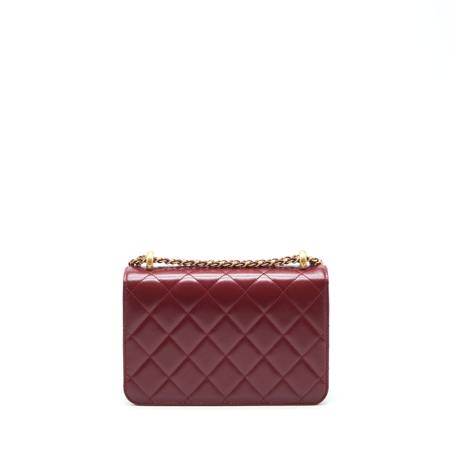 Chanel 21A Crush Flap Calfskin NC635 Burgundy Gold Shoulder Bag