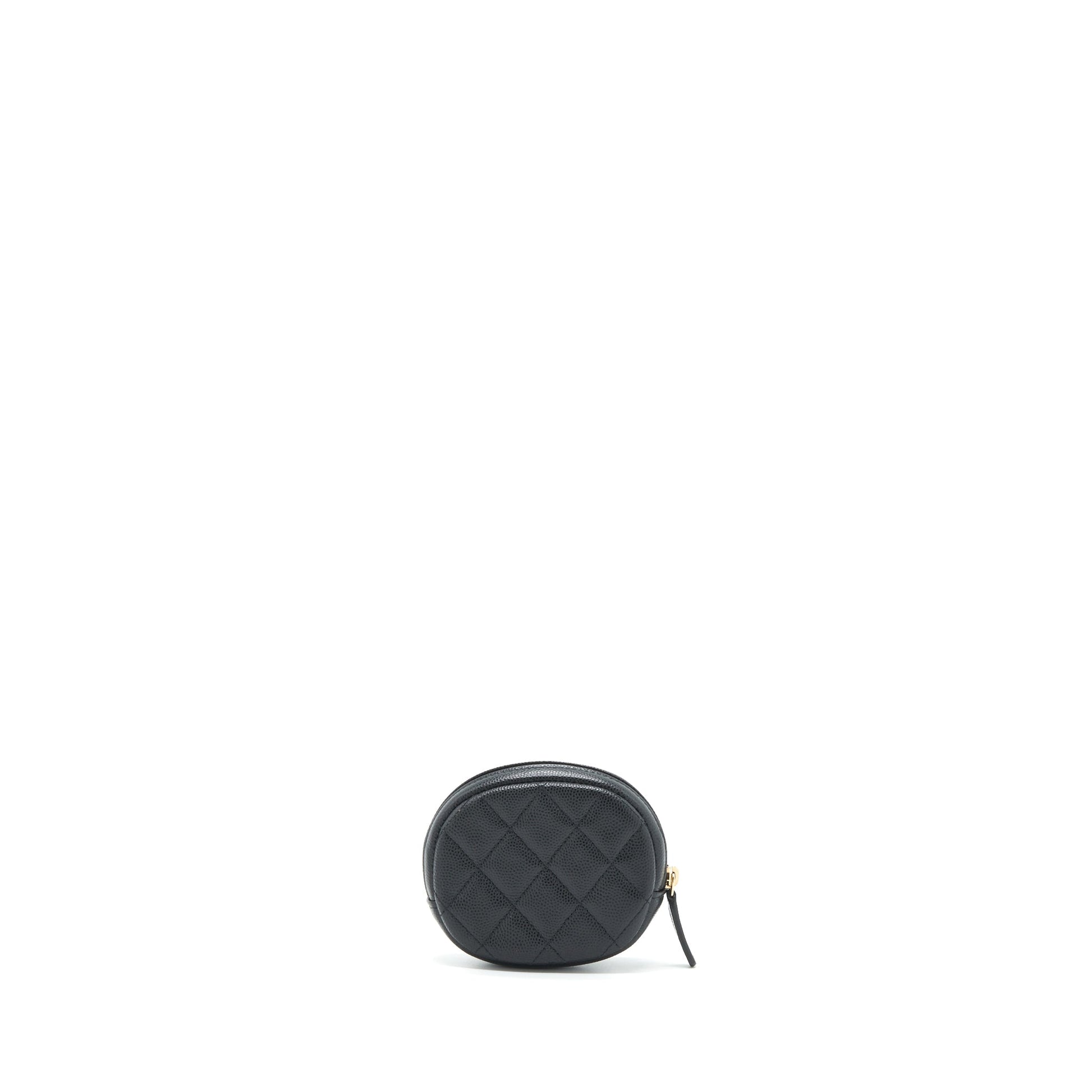 Chanel CC Logo Round Coin Purse Caviar Wallet Case