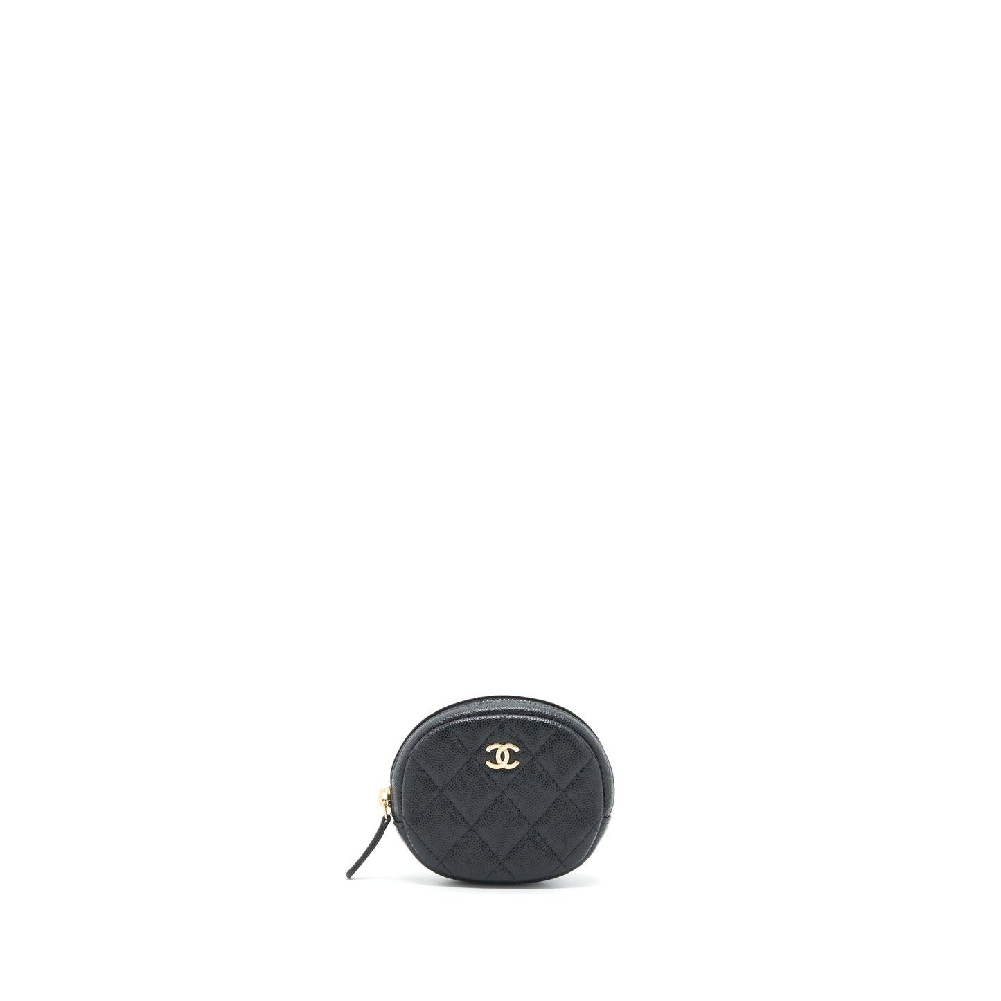 Chanel CC Logo Round Coin Purse Caviar Wallet Case