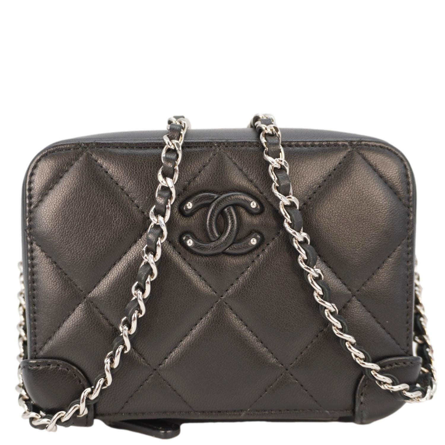 Chanel CC Quilted Camera Leather Black Travel Bag