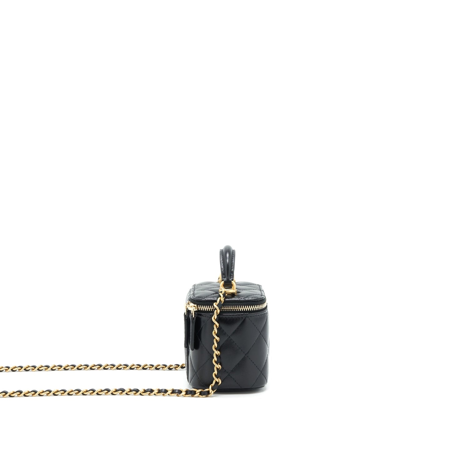 Chanel Top Handle Vanity Lambskin GHW Black Mini Bag