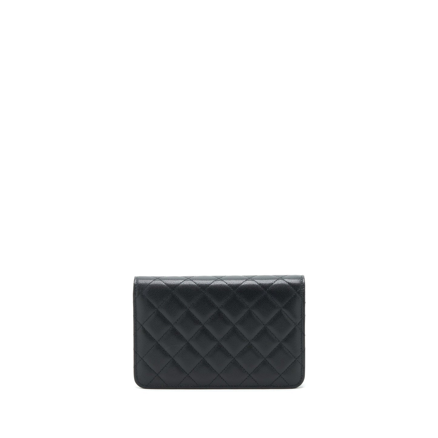 Chanel 22S Detail CC Logo On Caviar Black Wallet Case