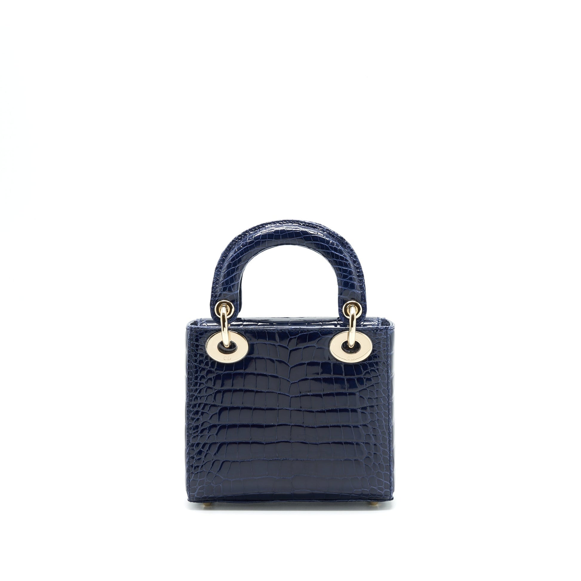 Dior Christian Lady Alligator Oil Handbag Blue Mini Travel Bag