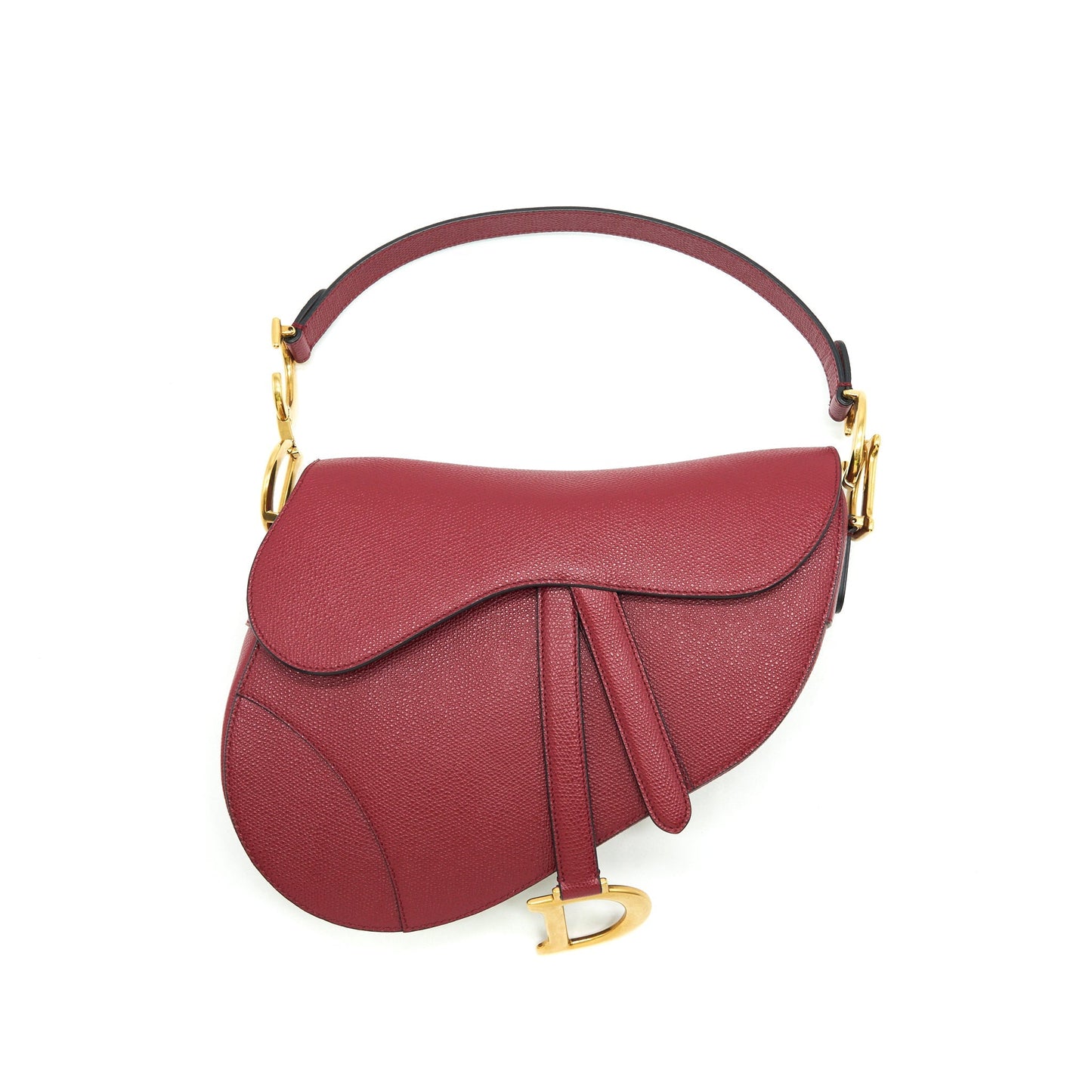 Dior Saddle Purse Grained Calfskin Handbag Red Medium Travel Bag