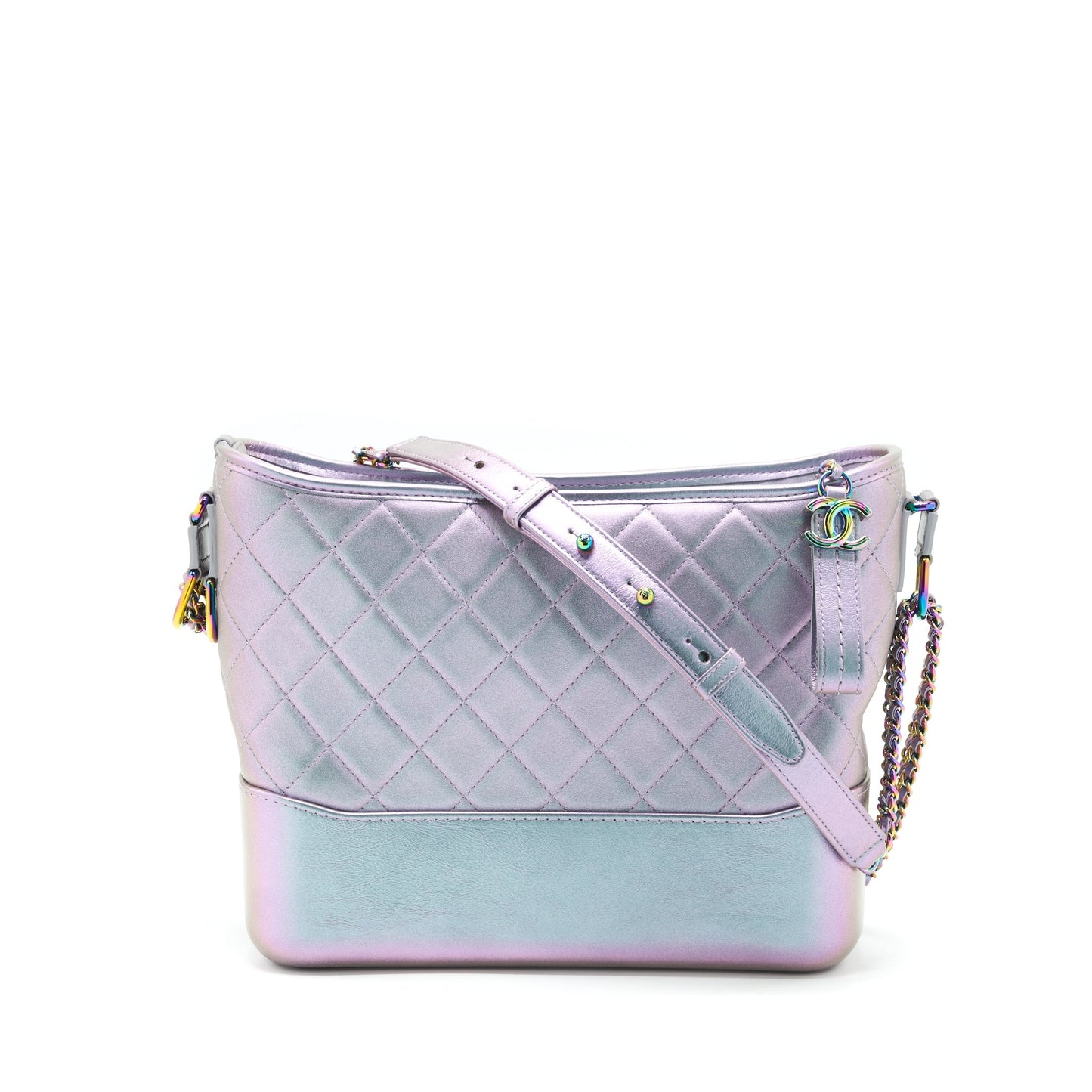 Chanel Gabrielle Hobo Lambskin Calfskin Iridescent Purple Multicolour Shoulder Bag