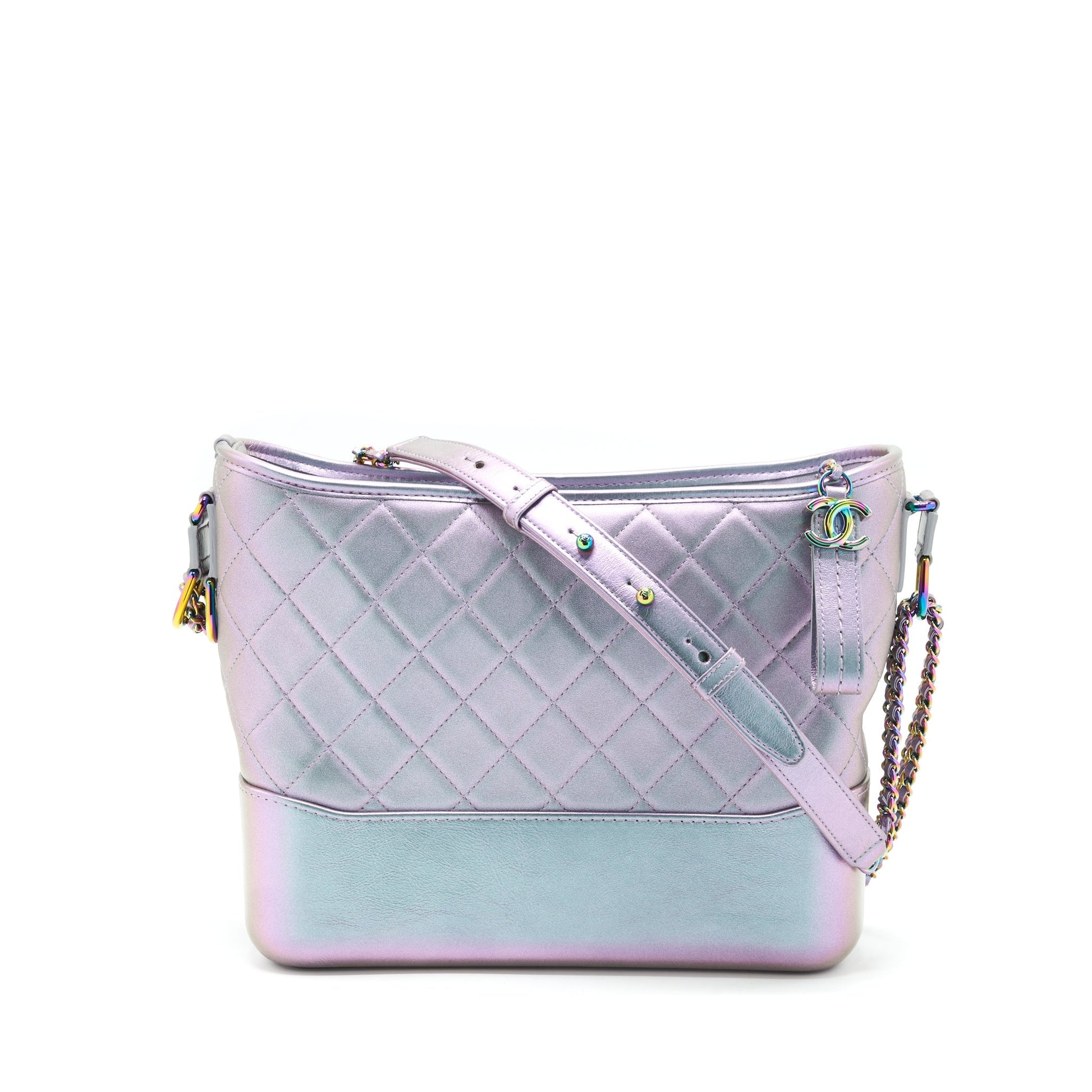 Chanel Gabrielle Hobo Lambskin Calfskin Iridescent Purple Multicolour Shoulder Bag